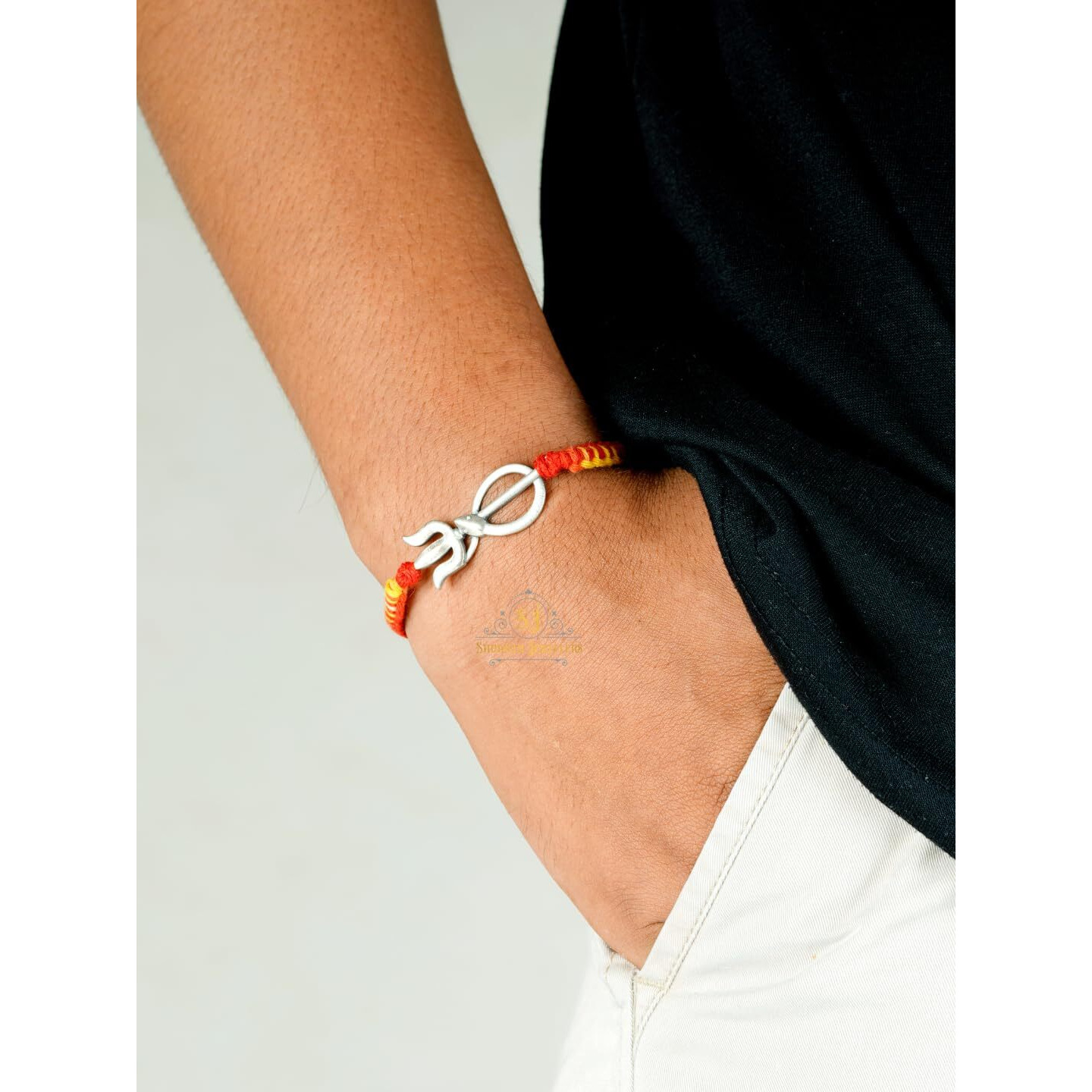 SJ SHUBHAM JEWELLERS Pure 925 Sterling Silver Rakhi for brother Charm Bracelet Raksha Bandhan With Pure Cotton Thread For Men, Boys, Rakhis Trslsnkc