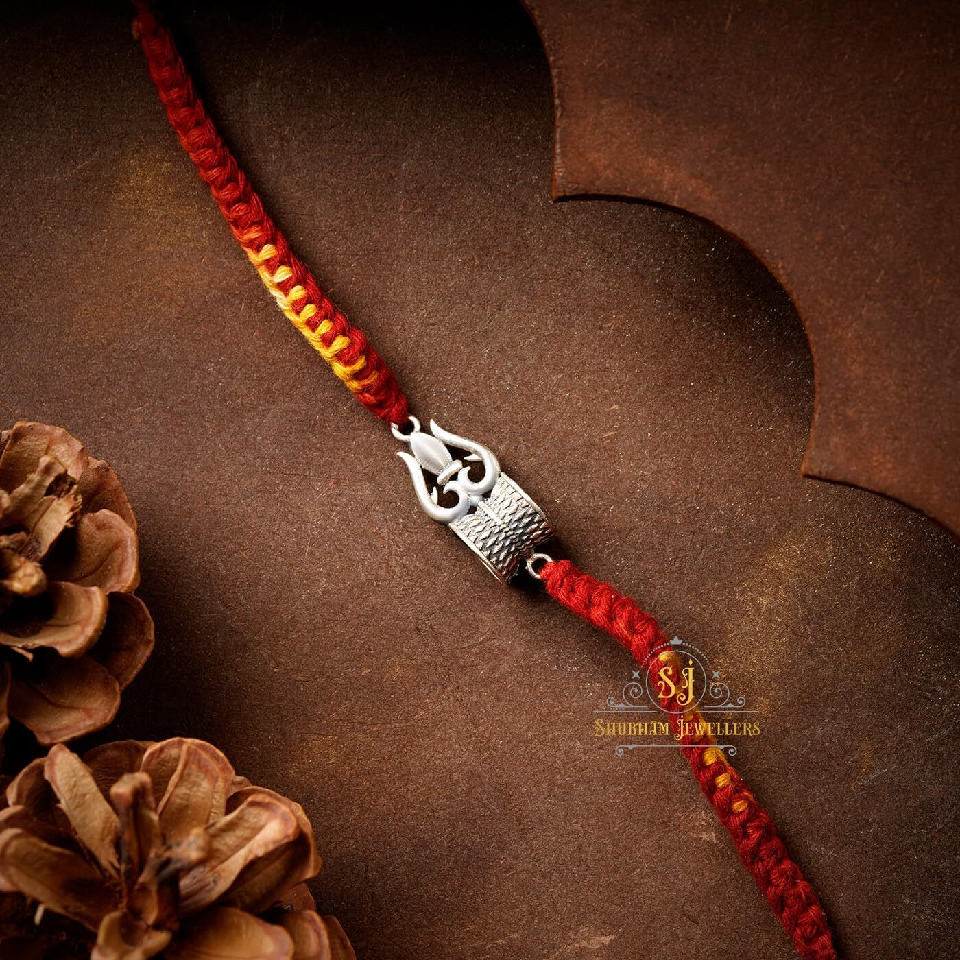 SJ SHUBHAM JEWELLERS 925 Sterling Silver Rakhi for brother God Rakhi Bracelet Raksha Bandhan Pure Cotton For Men, Boys, Kids Rakhi With Roli Chawal