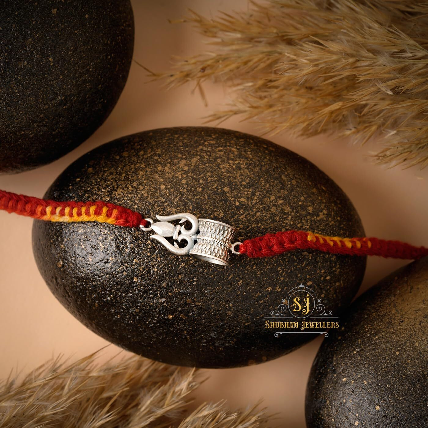 SJ SHUBHAM JEWELLERS 925 Sterling Silver Rakhi for brother God Rakhi Bracelet Raksha Bandhan Pure Cotton For Men, Boys, Kids Rakhi With Roli Chawal