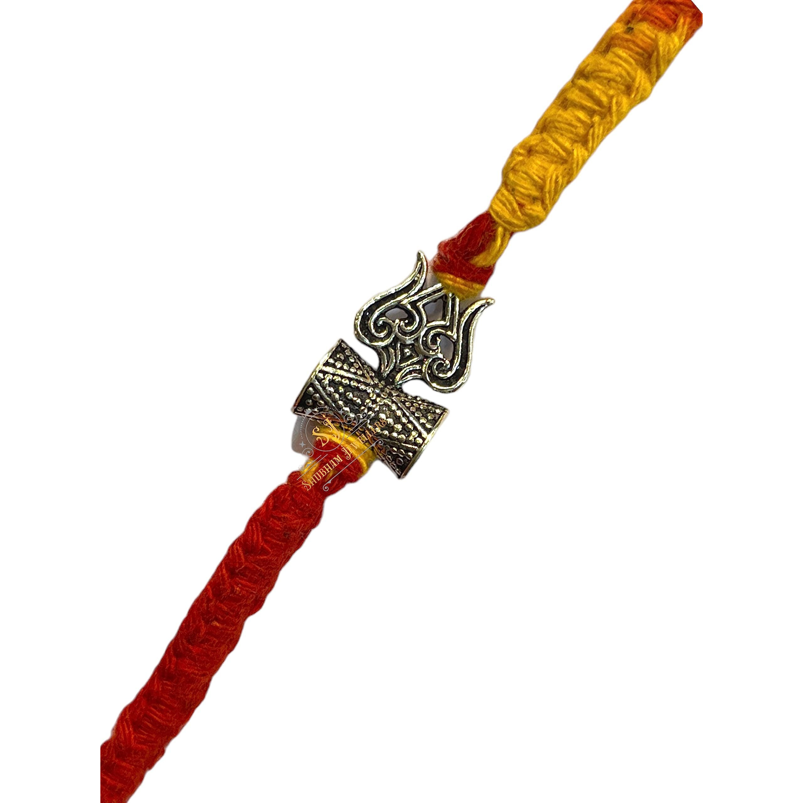 SJ SHUBHAM JEWELLERS 925 Sterling Silver Rakhi for brother God Rakhi Bracelet Raksha Bandhan Pure Cotton For Men, Rakhi With Roli Chawal