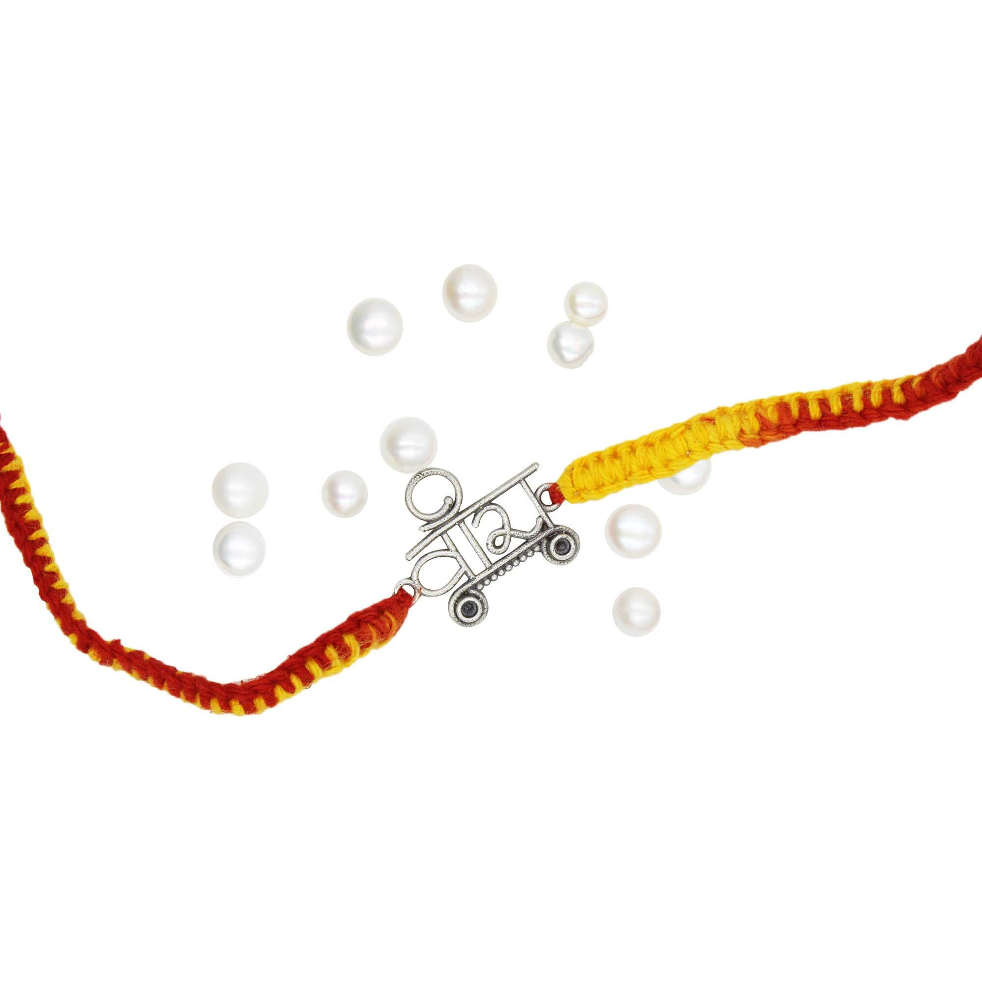 SJ SHUBHAM JEWELLERS 925 Sterling Silver Rakhi for brother God Rakhi Bracelet Raksha Bandhan Pure Cotton For Men, Rakhi With Roli Chawal