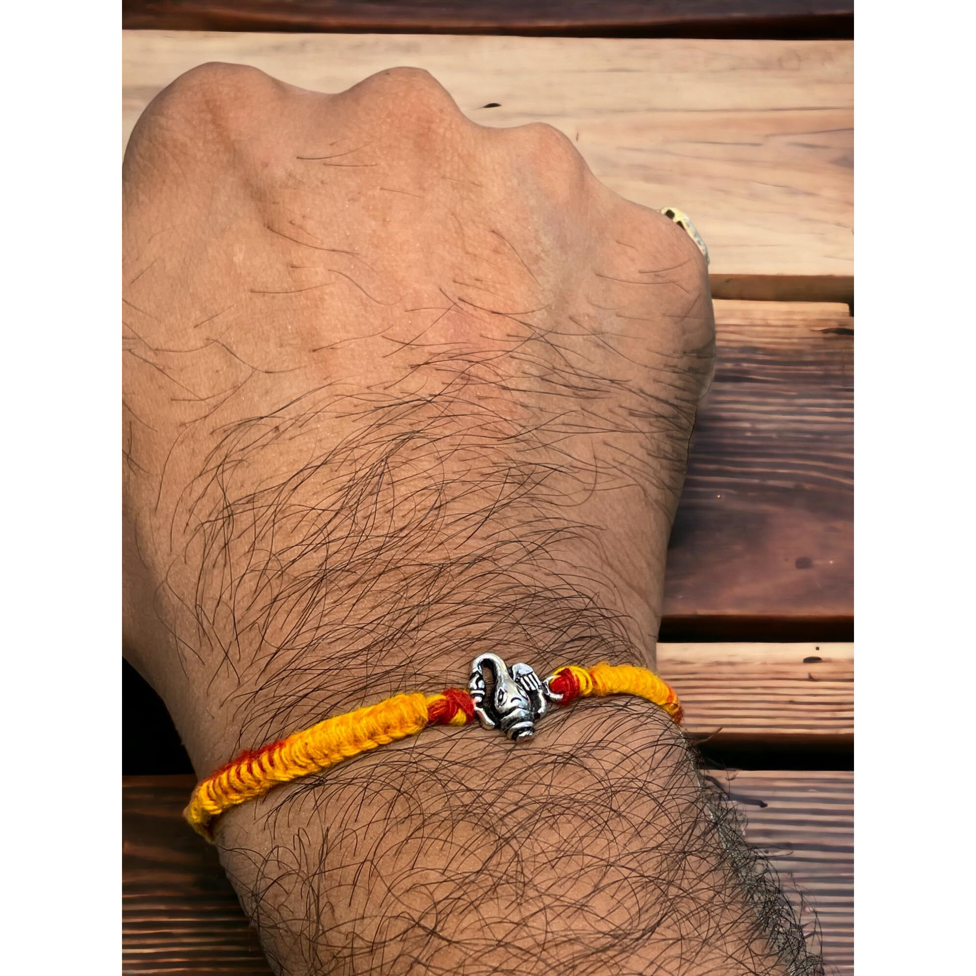 SJ SHUBHAM JEWELLERS 925 Sterling Silver Rakhi for brother God Rakhi Bracelet Raksha Bandhan Pure Cotton For Men, Rakhi With Roli Chawal