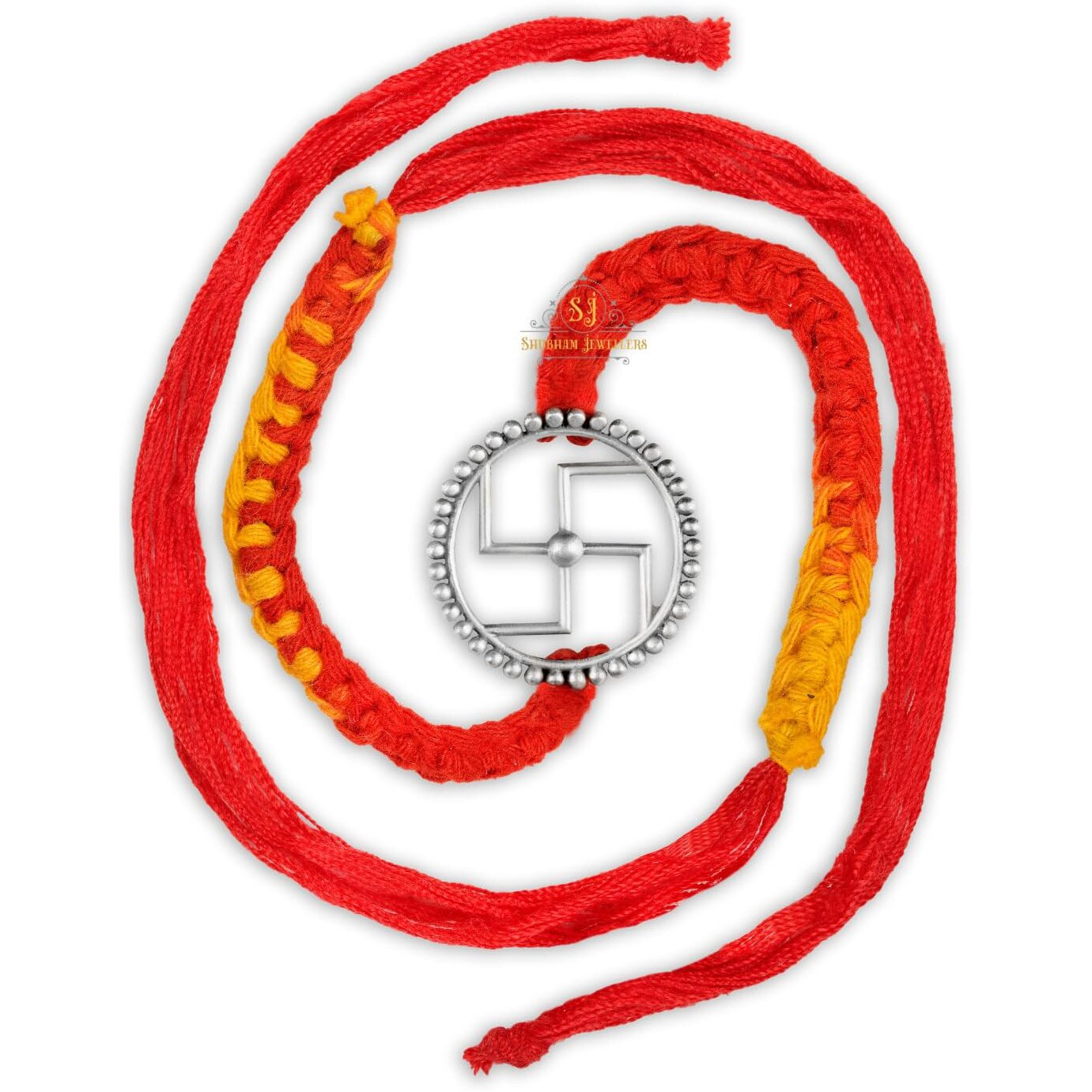 SJ SHUBHAM JEWELLERS 925 Sterling Silver Rakhi for brother God Rakhi Bracelet Raksha Bandhan Pure Cotton For Men, Rakhi With Roli Chawal