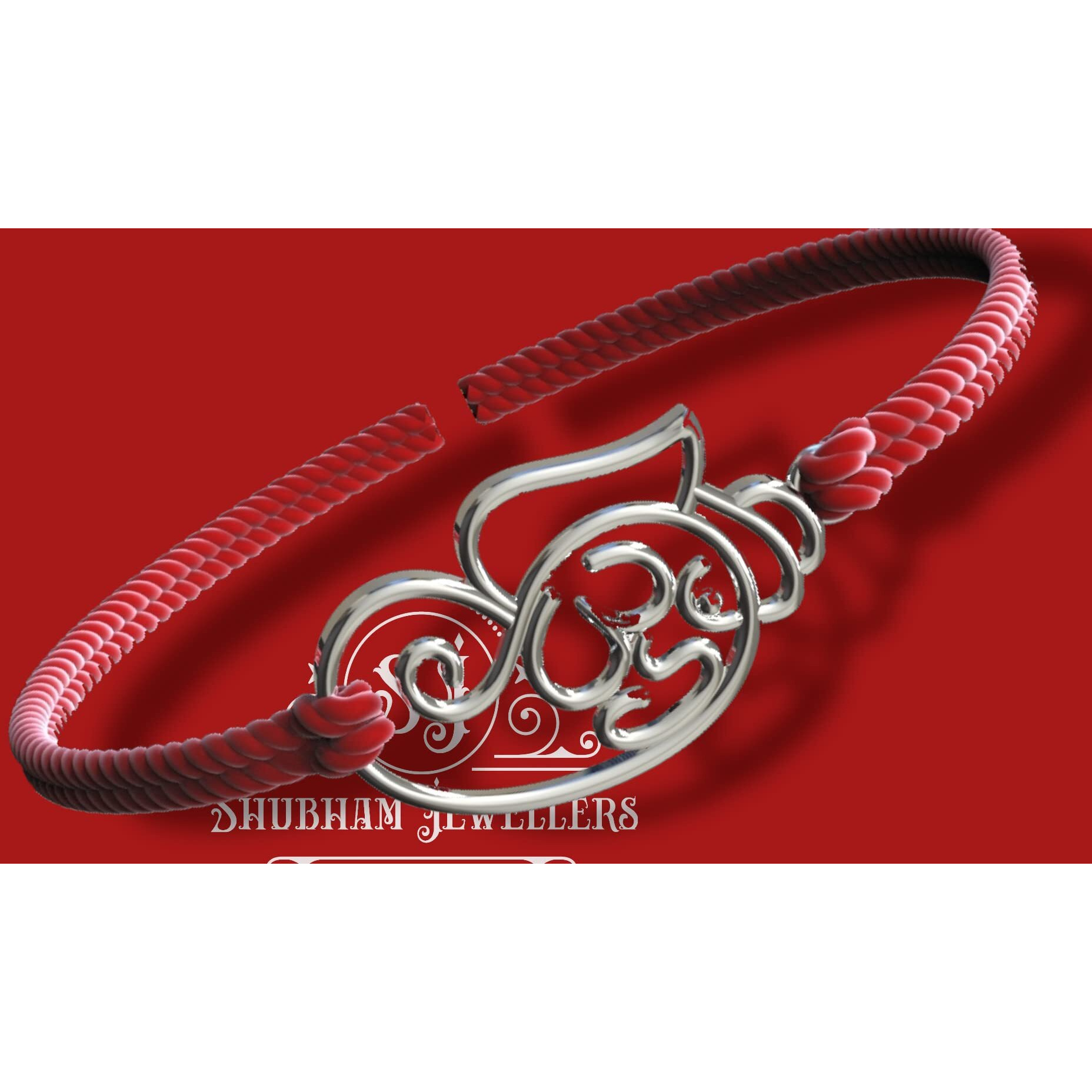 SJ SHUBHAM JEWELLERS 925 Sterling Silver Rakhi for brother God Rakhi Bracelet Raksha Bandhan Pure Cotton For Men, Boys, Kids Rakhi With Roli Chawal (OM Ganesha)