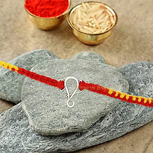 SJ SHUBHAM JEWELLERS Pure 925 Sterling Silver Rakhi for brother Charm Bracelet Raksha Bandhan With Pure Cotton Thread For Men, Boys, Rakhis Gnshmnlfba