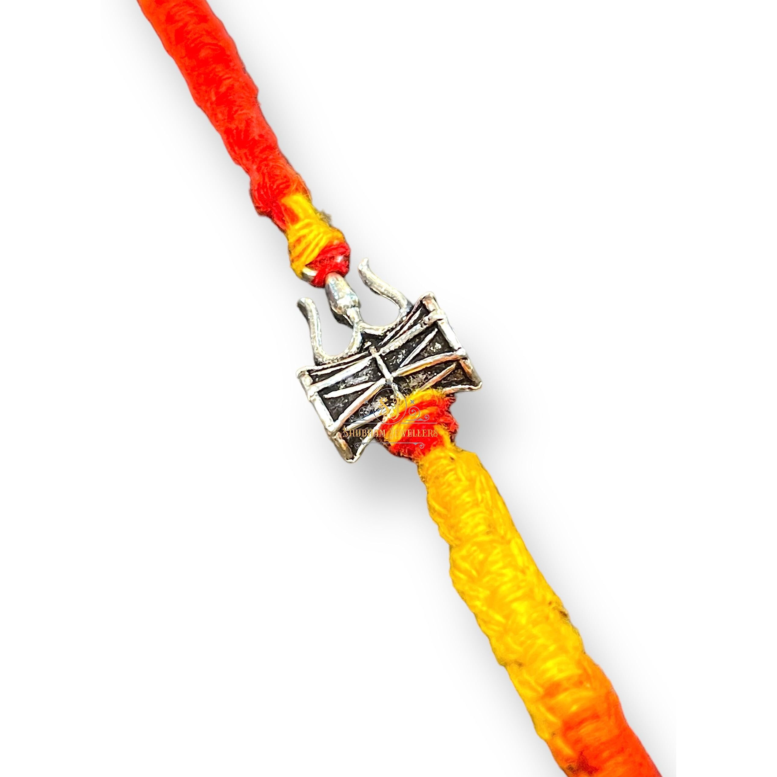 SJ SHUBHAM JEWELLERS 925 Sterling Silver Rakhi for brother God Rakhi Bracelet Raksha Bandhan Pure Cotton For Men, Rakhi With Roli Chawal
