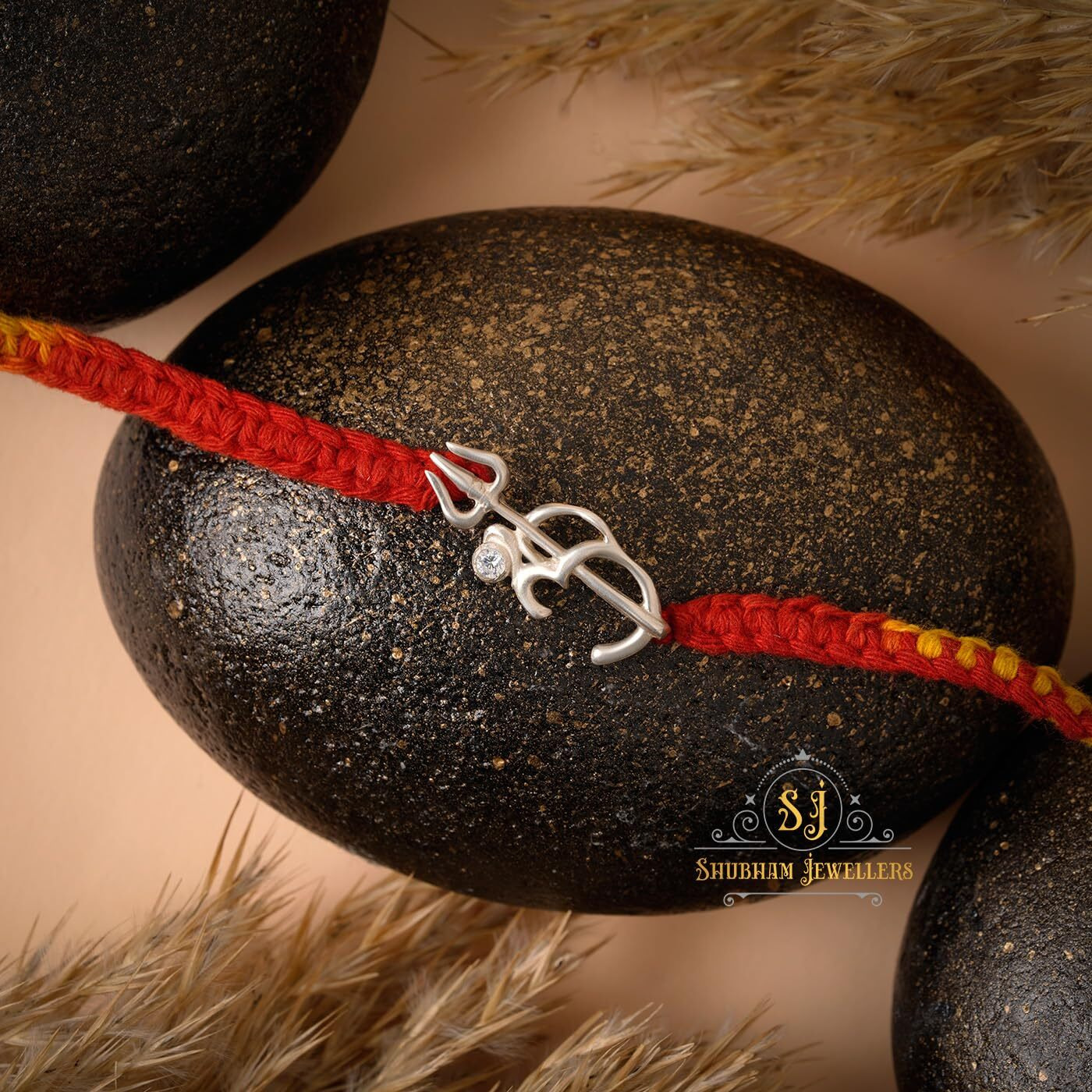 SJ SHUBHAM JEWELLERS Pure 925 Sterling Silver Rakhi for brother Charm Bracelet Raksha Bandhan With Pure Cotton Thread For Men, Boys, Rakhis Omtrwhtfba