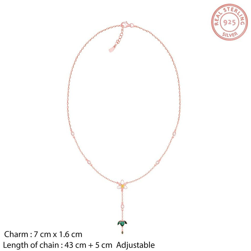 GIVA 925 Silver Bhumi Rose Gold Trillium Treasures Lariat Necklace|Rakhi Rakshabandhan Gift For Sister Bhabhi,Gifts For Women & Girls With Certificate Of Authenticity And 925 Stamp|6 Months Warranty*