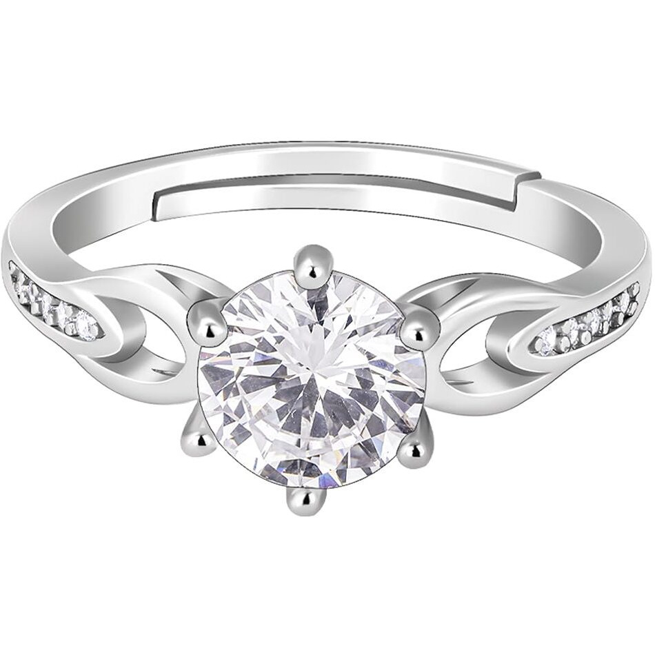 GIVA 925 Silver Zircon Sparkling Loop Ring, Adjustable | Gifts for Girlfriend, Rakhi Rakshabandhan Gift for Sister Bhabhi , Gifts for Women & Girls | With Certificate of Authenticity and 925 Stamp | 6 Month Warranty*