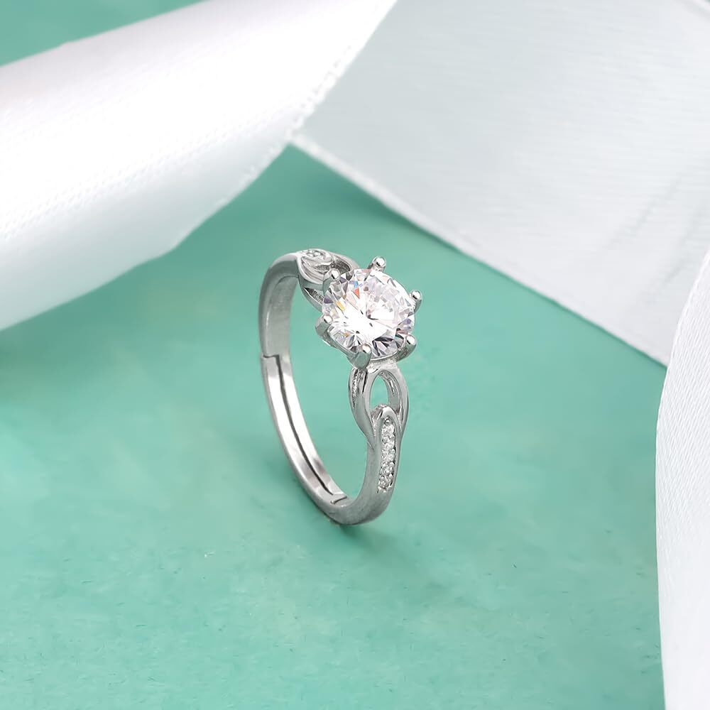 GIVA 925 Silver Zircon Sparkling Loop Ring, Adjustable | Gifts for Girlfriend, Rakhi Rakshabandhan Gift for Sister Bhabhi , Gifts for Women & Girls | With Certificate of Authenticity and 925 Stamp | 6 Month Warranty*