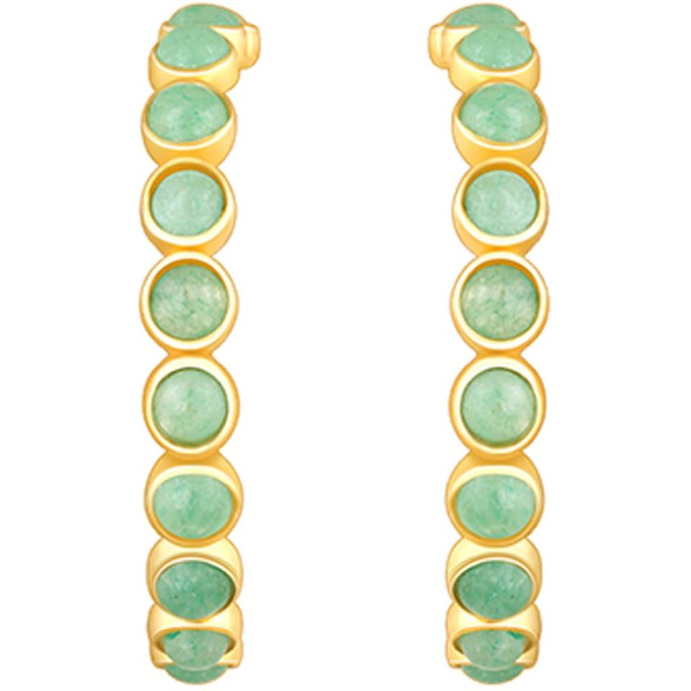 GIVA 925 Silver Golden Verdant Stone Loop Earring| Rakhi Rakshabandhan Gift for Sister Bhabhi, Gifts for Women & Girls | With Certificate of Authenticity and 925 Stamp | 6 Months Warranty*