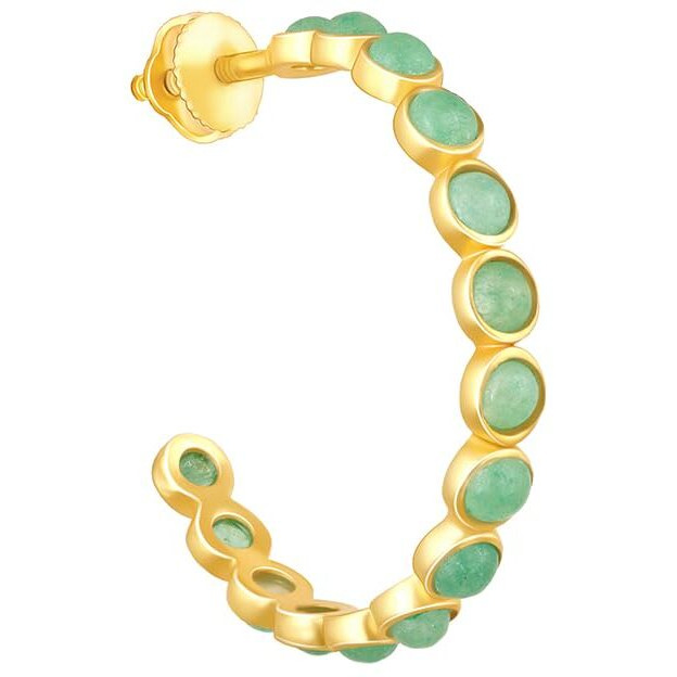 GIVA 925 Silver Golden Verdant Stone Loop Earring| Rakhi Rakshabandhan Gift for Sister Bhabhi, Gifts for Women & Girls | With Certificate of Authenticity and 925 Stamp | 6 Months Warranty*