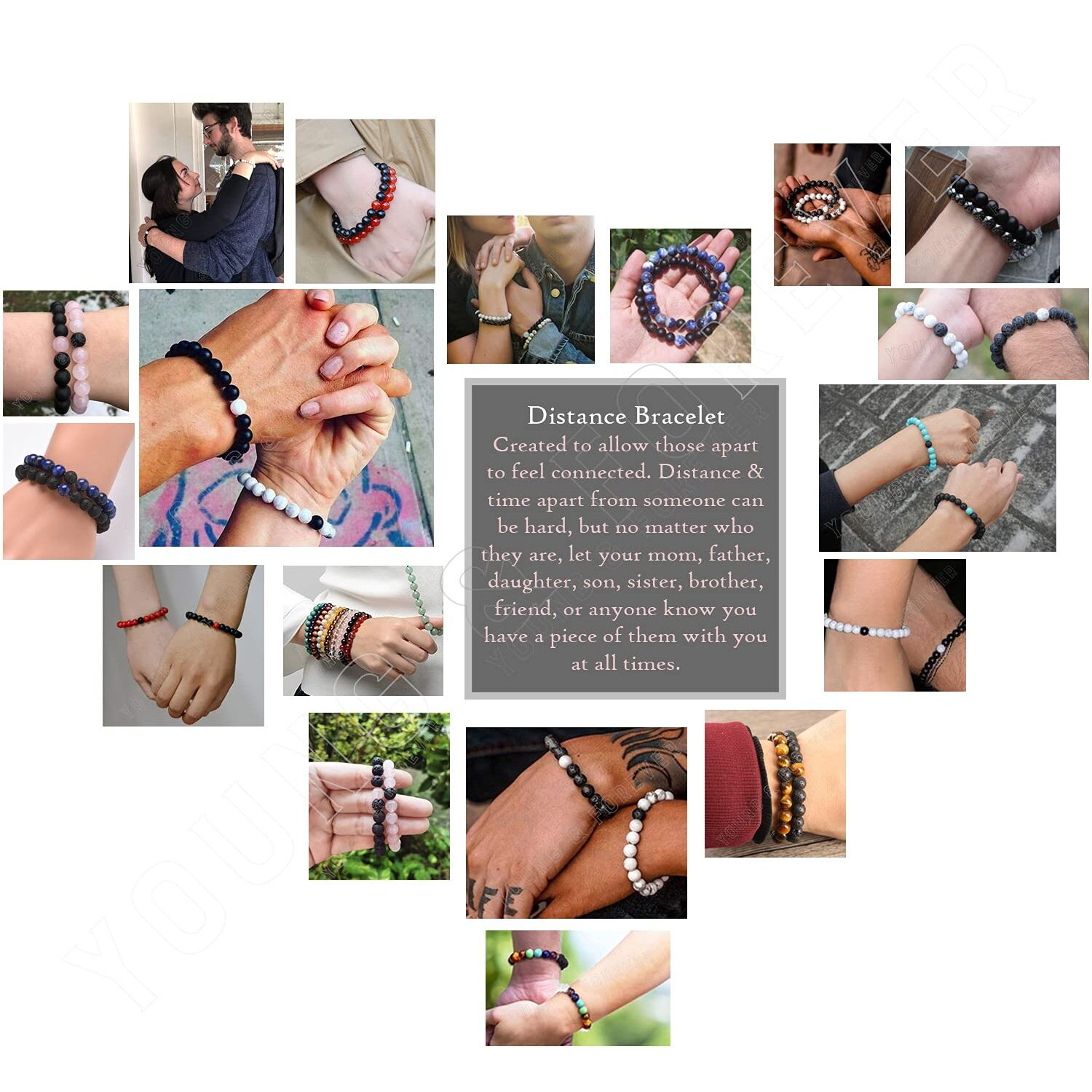 Young & Forever Gift Rakhi Gift For Brother Mens Beaded Bracelets Lava Rock Stone Beads For Women Anxiety Volcanic Bracelet Long Distance Relationships Amazonite Tiger Eye Couples Bracelets Set Of 2