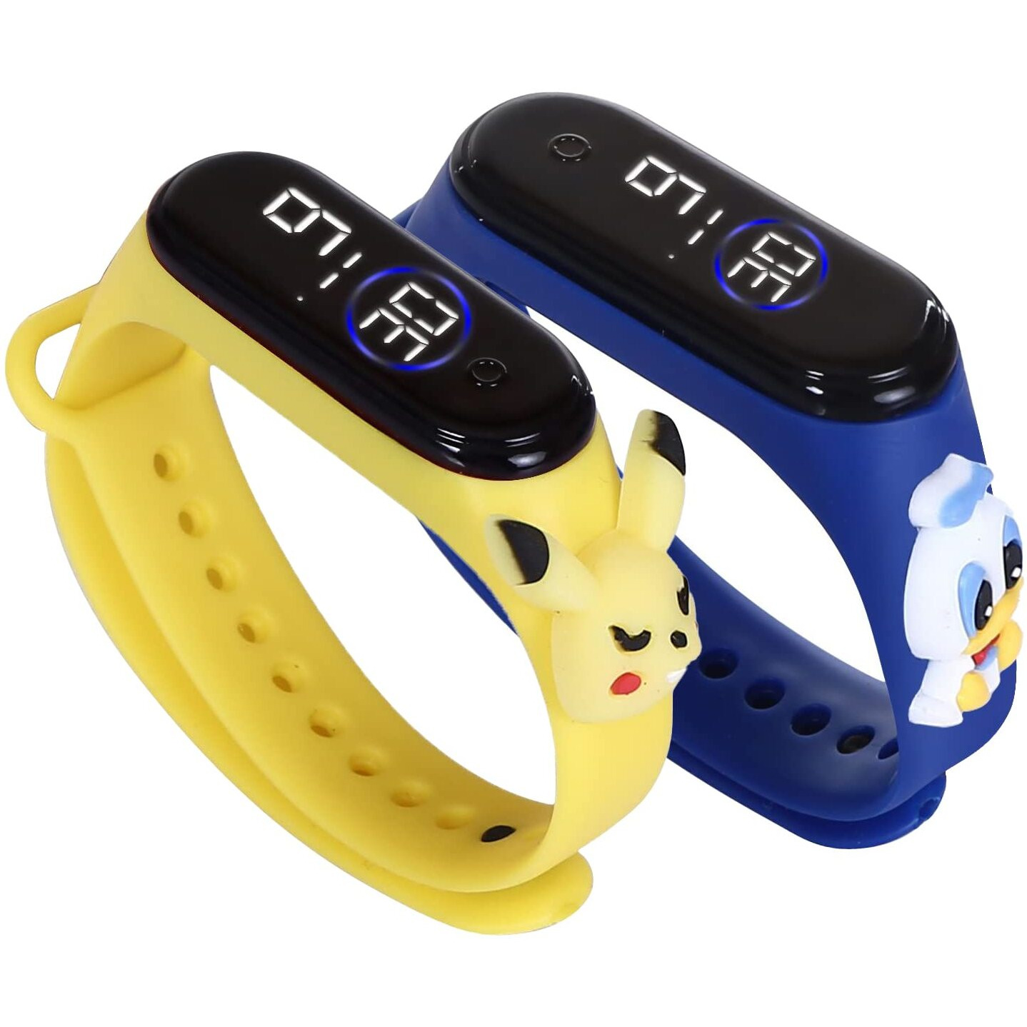 ZOVUTA Digital Dial Waterproof Stylish and Fashionable Wearable Smart Wrist Watch/LED Band for Kids/Rakhi/Colorful 3D Cartoon Character for Boys and Girls Combo (Yellow & Blue)