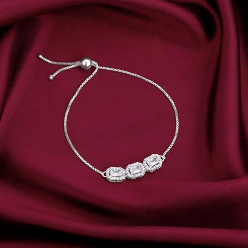 GIVA 925 Silver Triple Zircon Bracelet,Adjustable|Gifts For Girlfriend,Rakhi Rakshabandhan Gift For Sister Bhabhi,Gifts For Women&Girls|With Certificate Of Authenticity And 925 Stamp|6 Month Warranty