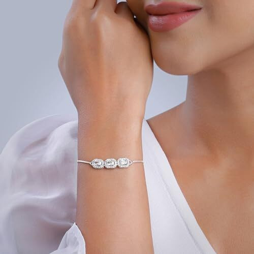 GIVA 925 Silver Triple Zircon Bracelet,Adjustable|Gifts For Girlfriend,Rakhi Rakshabandhan Gift For Sister Bhabhi,Gifts For Women&Girls|With Certificate Of Authenticity And 925 Stamp|6 Month Warranty