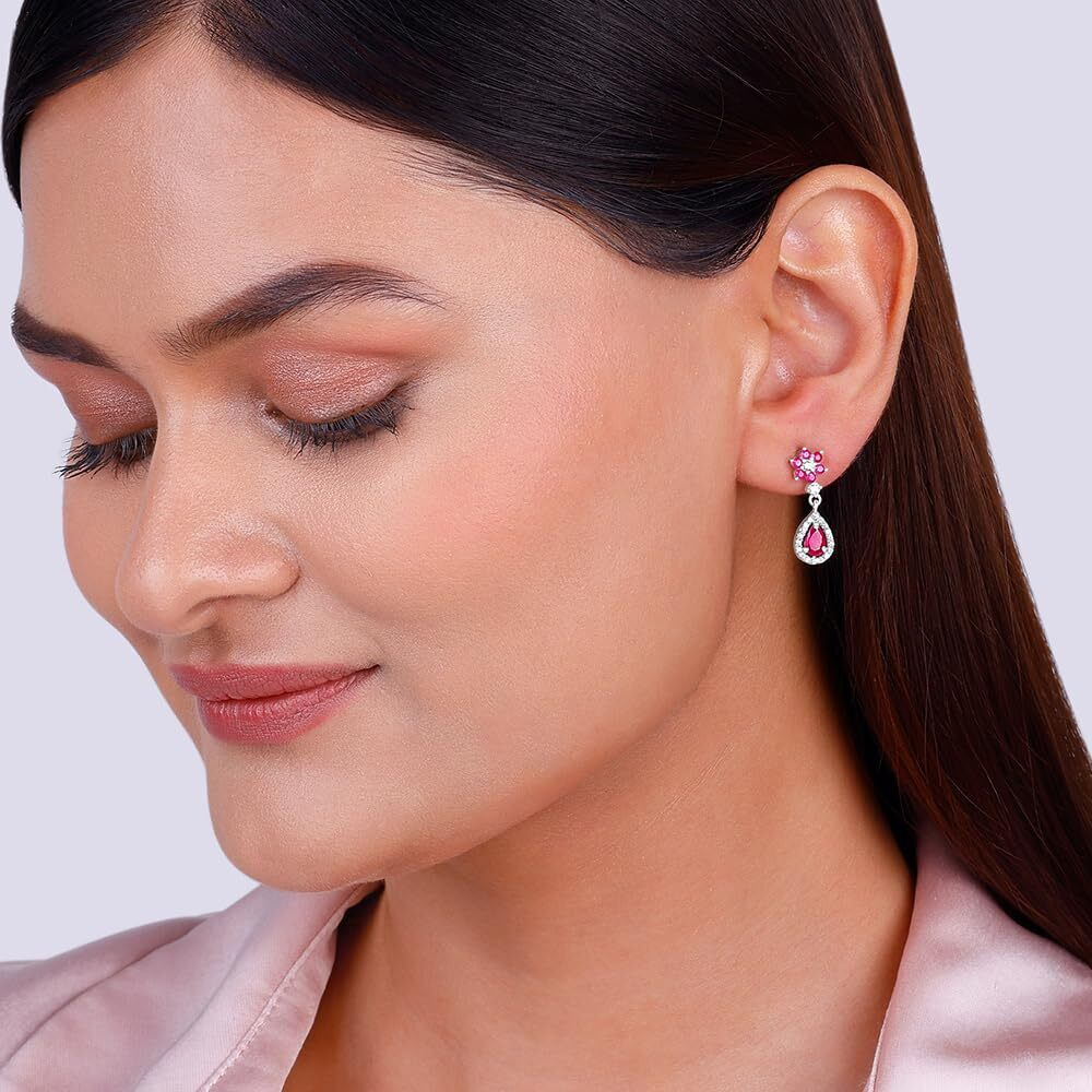 GIVA 925 Silver Pink Flower Mini Drop Earrings| Rakhi Rakshabandhan Gift for Sister Bhabhi, Gifts for Women & Girls| With Certificate of Authenticity and 925 Stamp | 6 Months Warranty*