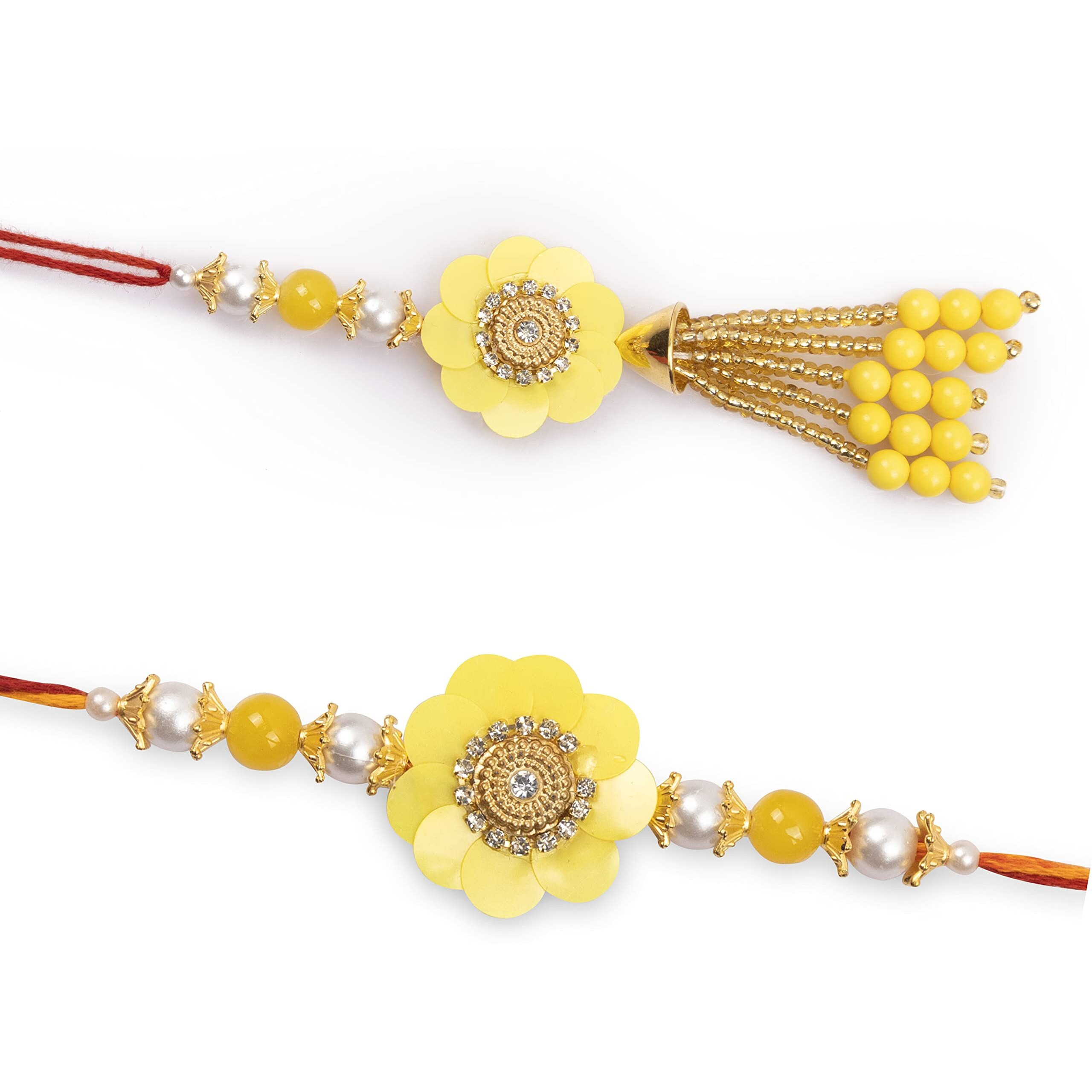 SMIZZY  (RE)TOUCHING LIVES Smizzy Men Bracelet Rakhi for Bhaiya Bhabhi combo set Rakshabandhan, Yellow
