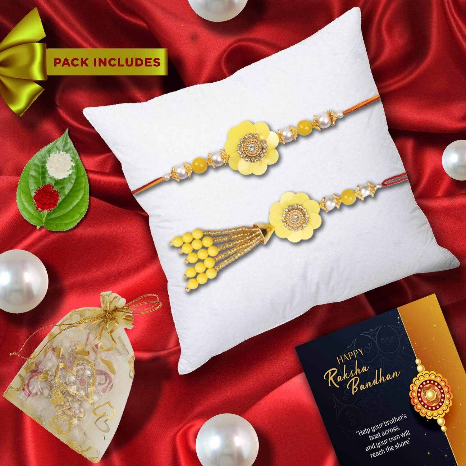 SMIZZY  (RE)TOUCHING LIVES Smizzy Men Bracelet Rakhi for Bhaiya Bhabhi combo set Rakshabandhan, Yellow