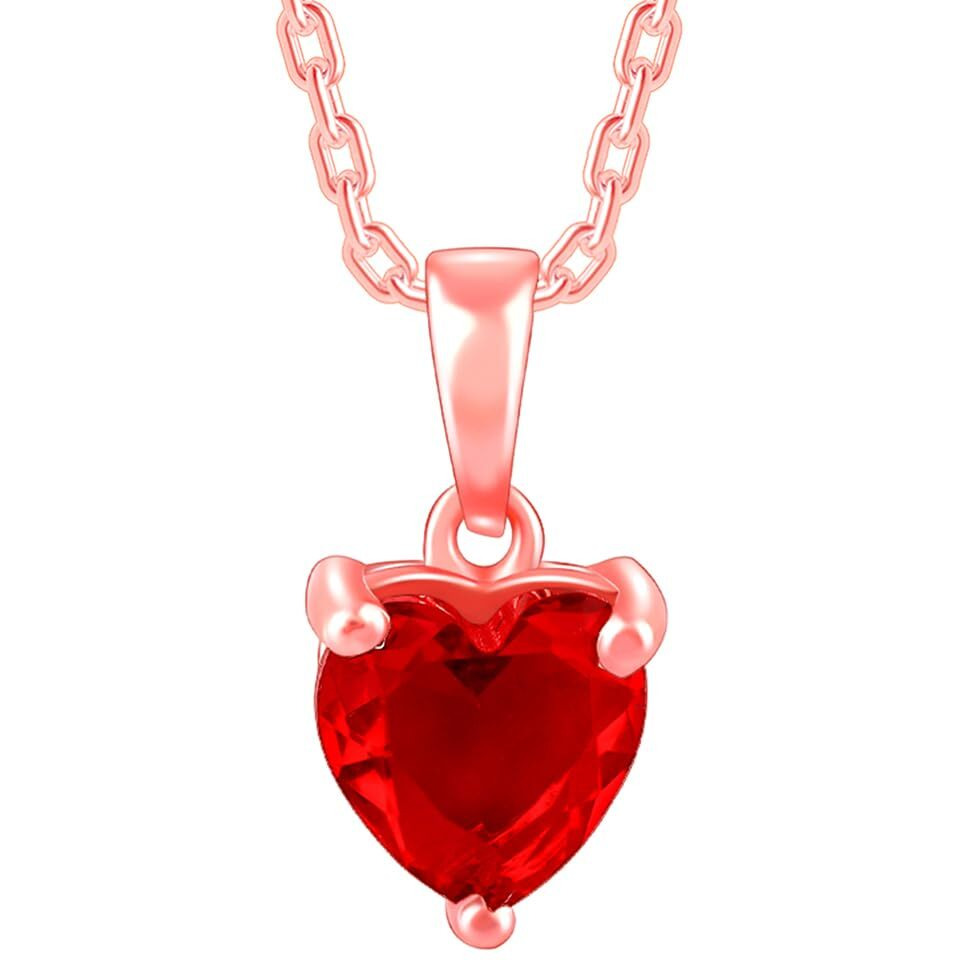 GIVA 925 Silver Rose Gold Loving In Red Pendant With Link Chain|Rakhi Rakshabandhan Gift For Sister Bhabhi,Gifts For Women&Girls|With Certificate Of Authenticity And 925 Stamp|6 Months Warranty*