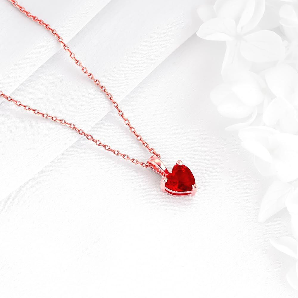 GIVA 925 Silver Rose Gold Loving In Red Pendant With Link Chain|Rakhi Rakshabandhan Gift For Sister Bhabhi,Gifts For Women&Girls|With Certificate Of Authenticity And 925 Stamp|6 Months Warranty*