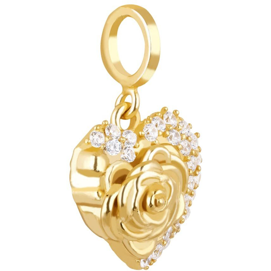 GIVA 925 Silver Golden A Rose For You Charm - Without Chain,Fits In Bracelet|Rakhi Rakshabandhan Gift For Sister Bhabhi,Women&Girls|With Certificate Of Authenticity And 925 Stamp|6 Months Warranty*