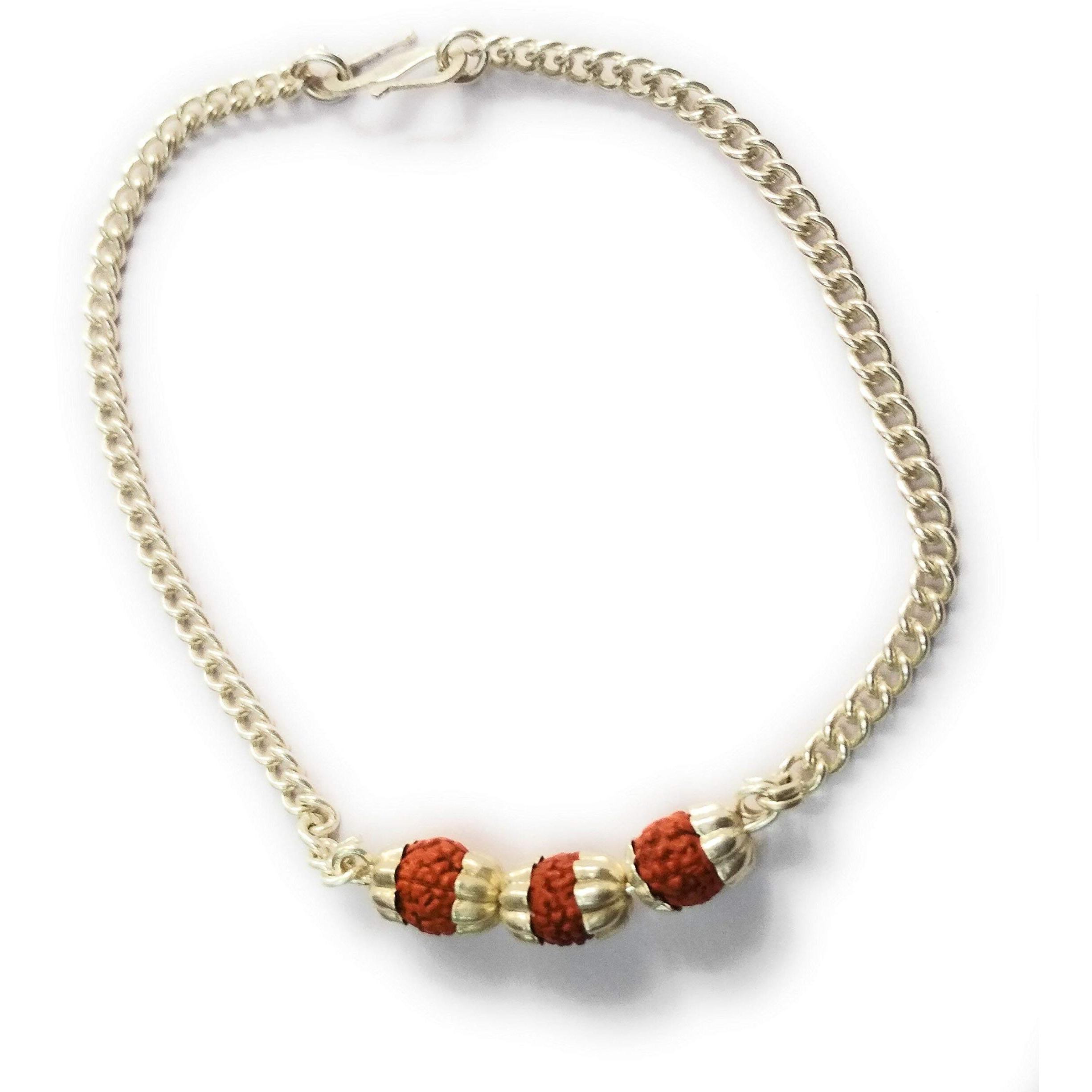Ashok Jewellers White Rudraksh Sterling Silver Rakhi for Men