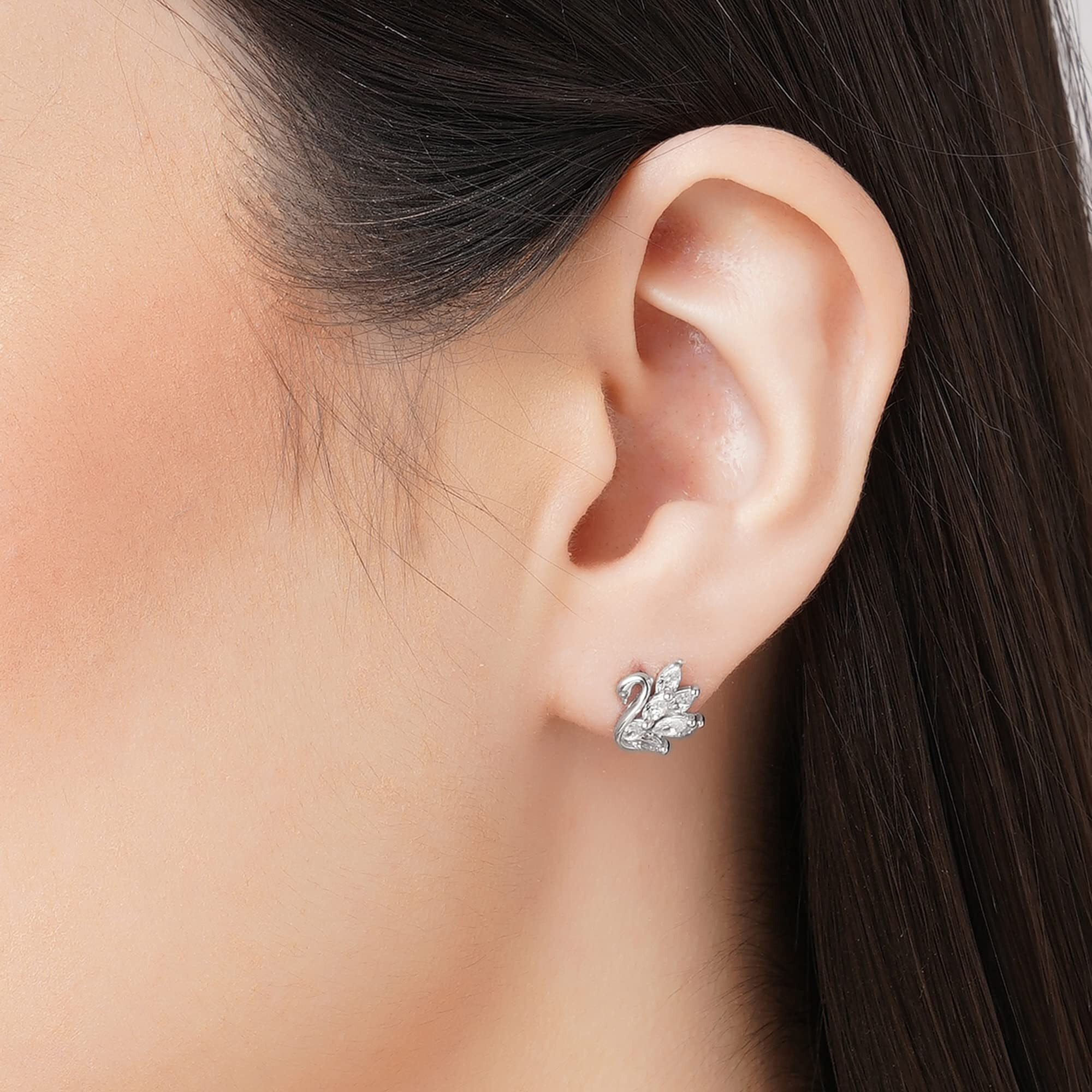 GIVA 925 Silver Manalis Shining Swan Studs|Gifts For Girlfriend,Rakhi Rakshabandhan Gift For Sister Bhabhi,Gifts For Women & Girls|With Certificate Of Authenticity And 925 Stamp|6 Month Warranty*