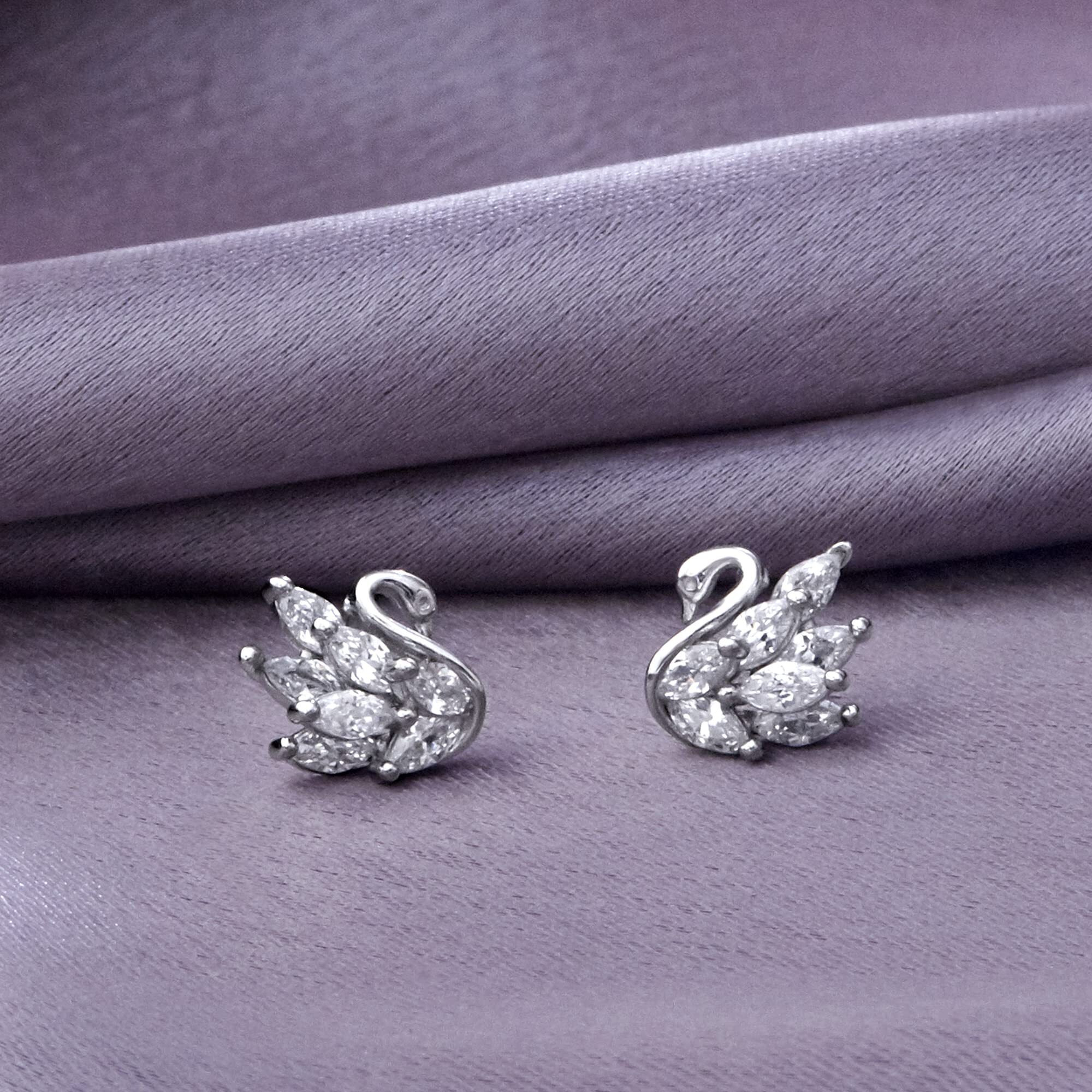GIVA 925 Silver Manalis Shining Swan Studs|Gifts For Girlfriend,Rakhi Rakshabandhan Gift For Sister Bhabhi,Gifts For Women & Girls|With Certificate Of Authenticity And 925 Stamp|6 Month Warranty*