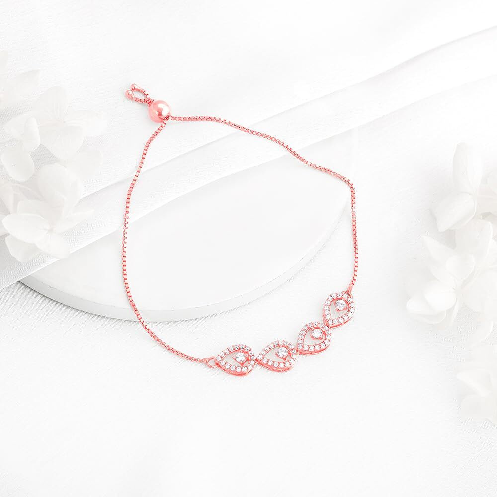 GIVA 925 Rose Gold Peary Love Bracelet, Adjustable | Rakhi Rakshabandhan Gift for Sister Bhabhi, Gifts for Women & Girls | With Certificate of Authenticity and 925 Stamp | 6 Month Warranty*