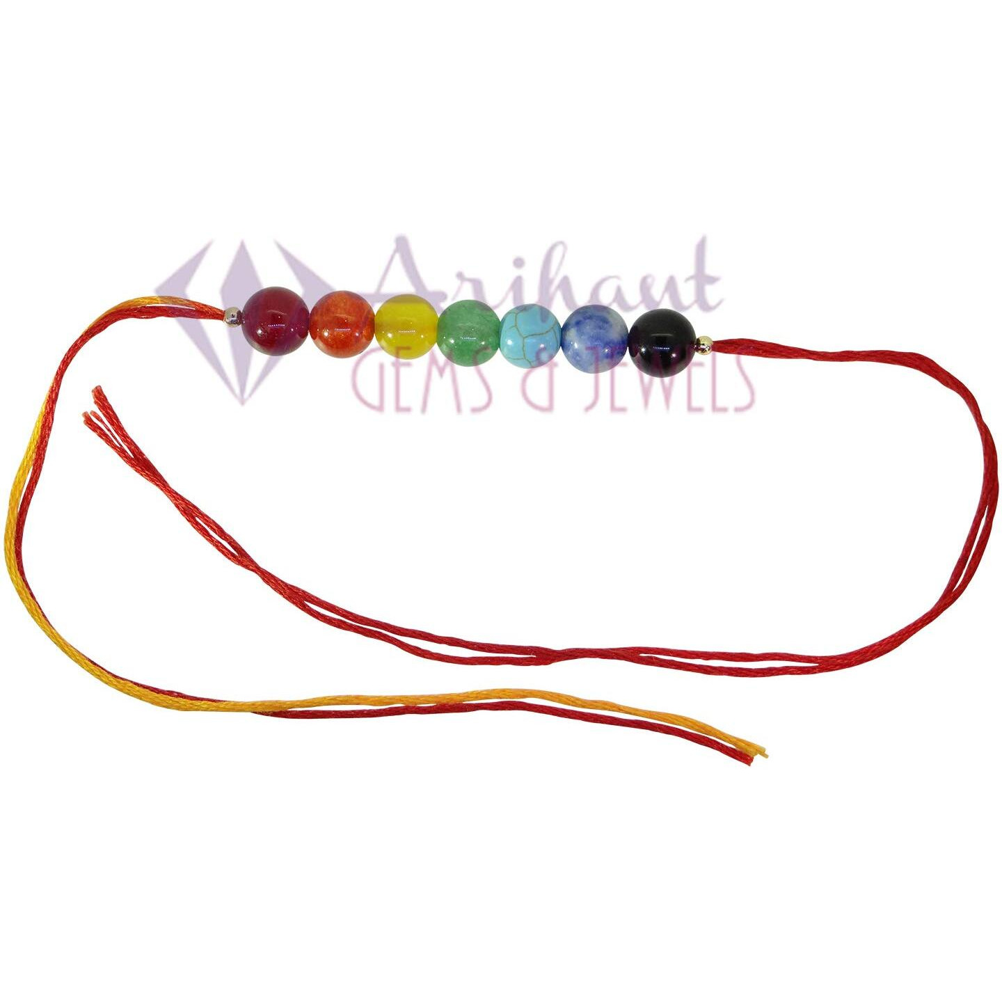 Arihant Gems & Jewels 7 Chakra Energetic Healing Stone Rakhi for Brother | Natural & Certified | Astrological Gemstone | Positive Effect (Set of 5)