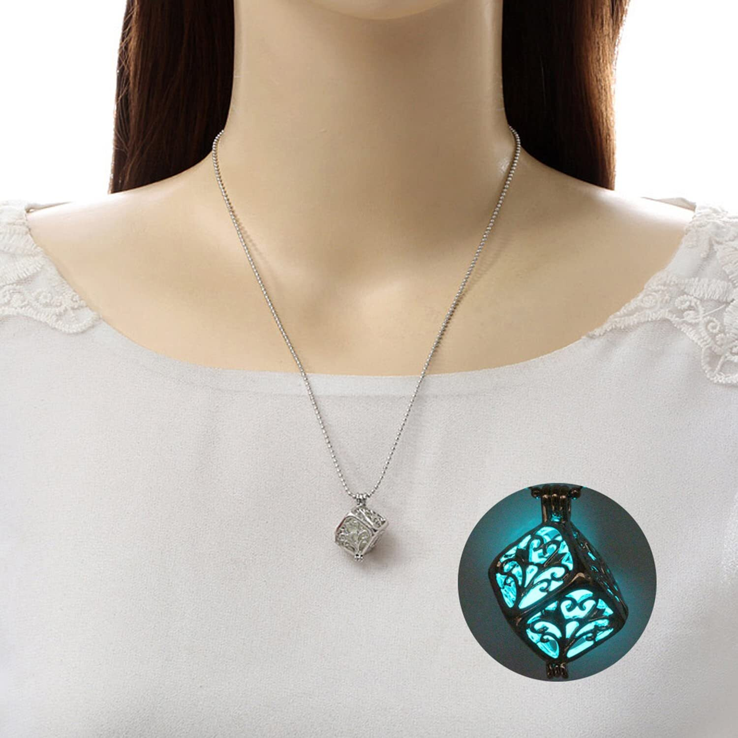 Young & Forever Rakhi Gift For Brother Sister Trendsetter Glow-In-The-Dark Enchanting Cube 925 Silver Pendant For Womens Girls