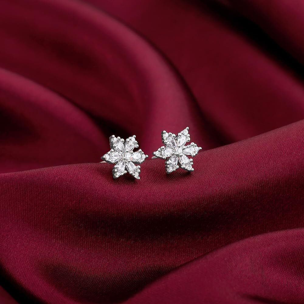 GIVA 925 Silver Flowery Snowflake Studs| Rakhi Rakshabandhan Gift for Sister Bhabhi, Gifts for Women & Girls | With Certificate of Authenticity and 925 Stamp | 6 Months Warranty*