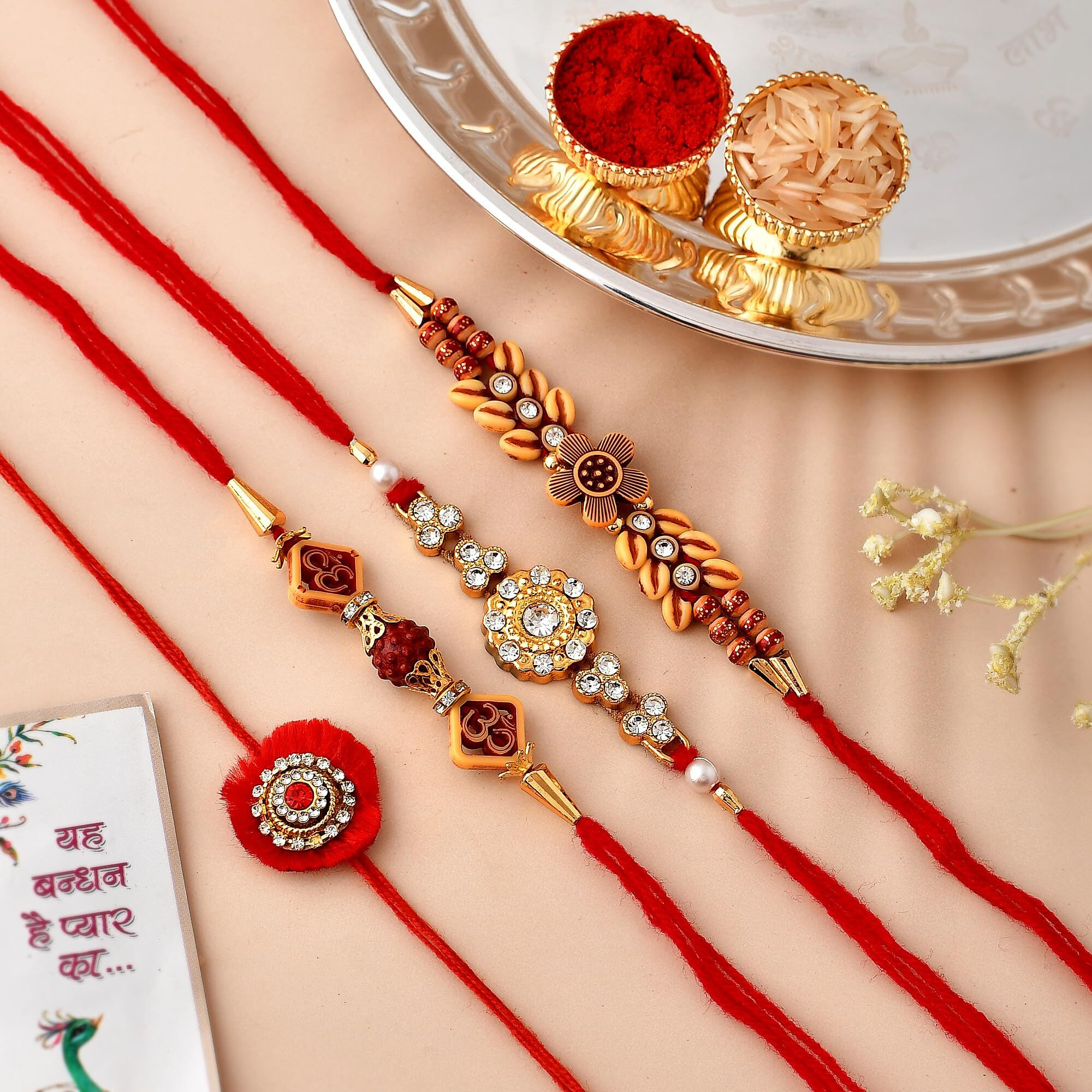 Set of 4 Rakhis Rakhi for Bhai Bhabhi Brother with Chocolate Gifts hamper Combo Rakshabandhan Hamper- Rakhi122-choco3