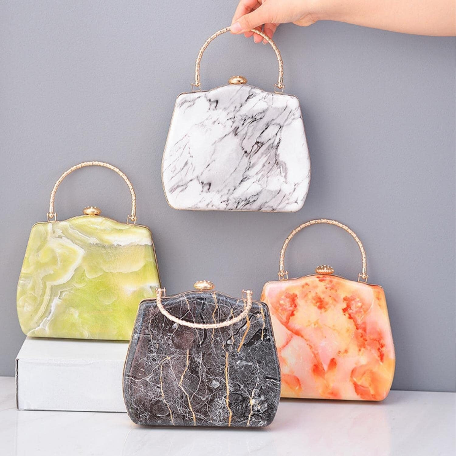 VISMIINTREND Womens Stylish Acrylic Marble Clutch Sling Hobo Handbags for Women & Girls| Shoulder Purse for Birthday, Cocktail Party, Wedding, Anniversary Gift for Wife, Rakhi Gifts for Sister
