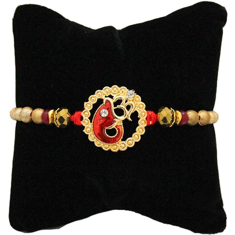 BOGATCHI Rakhi Combo - Rakhi Chocolates Free with Rakhi for Brother Set of 4 Unique Gold Plated Rakhi + Free Roli Chawal and Rakhi Story Card