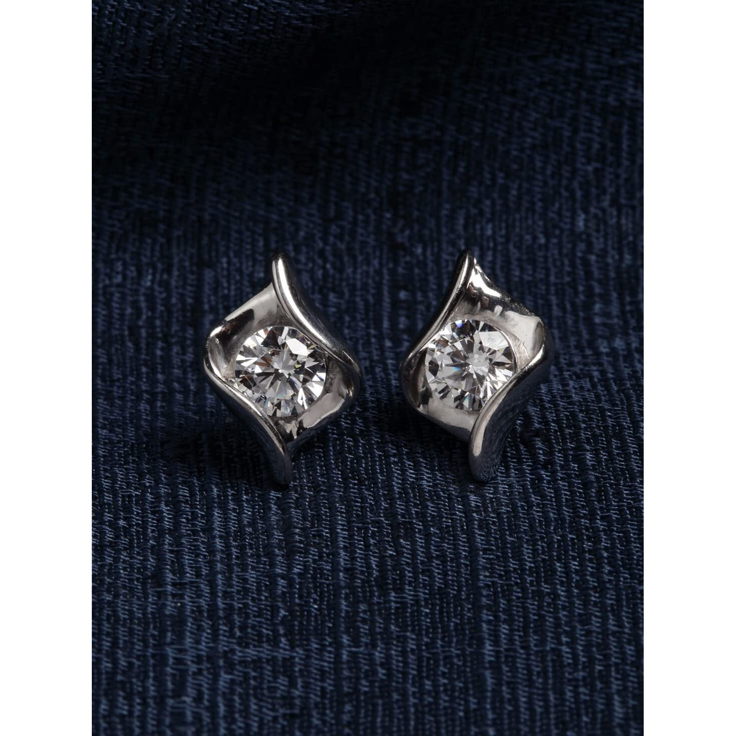 CLARA Made with Swiss Zirconia 925 Sterling Silver Platinum Plated Mia Solitaire Earring | Rakhi Rakshabandhan Gift for Sister Bhabhi| Gift For Women & Girls