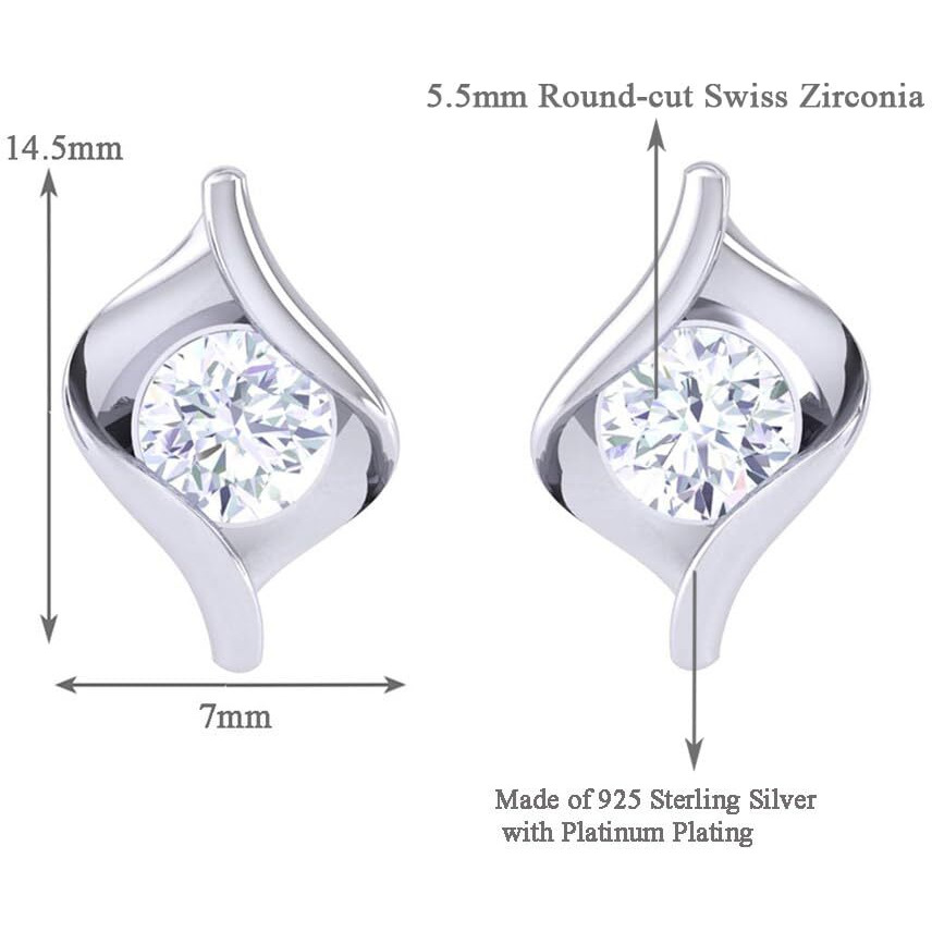 CLARA Made with Swiss Zirconia 925 Sterling Silver Platinum Plated Mia Solitaire Earring | Rakhi Rakshabandhan Gift for Sister Bhabhi| Gift For Women & Girls
