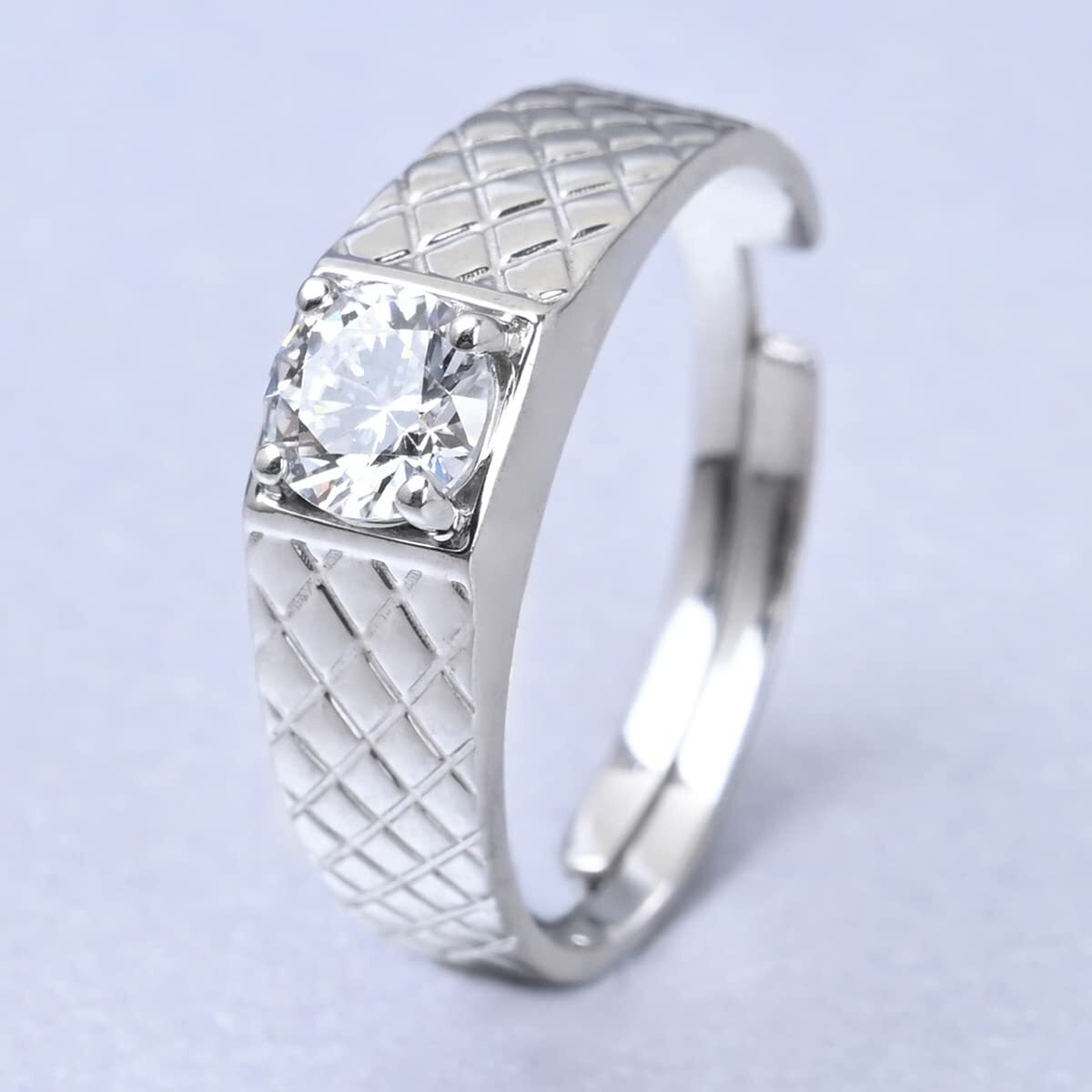 Clara Real 925 Sterling Silver Cross Band Ring | Rakhi Rakshabandhan Gift for Brother Bhai| Size Adjustable, Rhodium Plated, Swiss Zirconia | Gift for Men & Boys