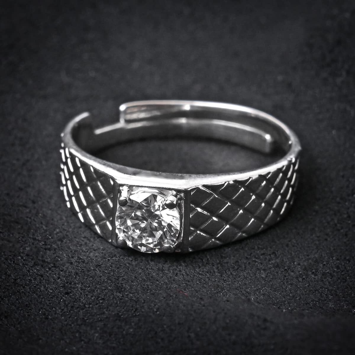 Clara Real 925 Sterling Silver Cross Band Ring | Rakhi Rakshabandhan Gift for Brother Bhai| Size Adjustable, Rhodium Plated, Swiss Zirconia | Gift for Men & Boys
