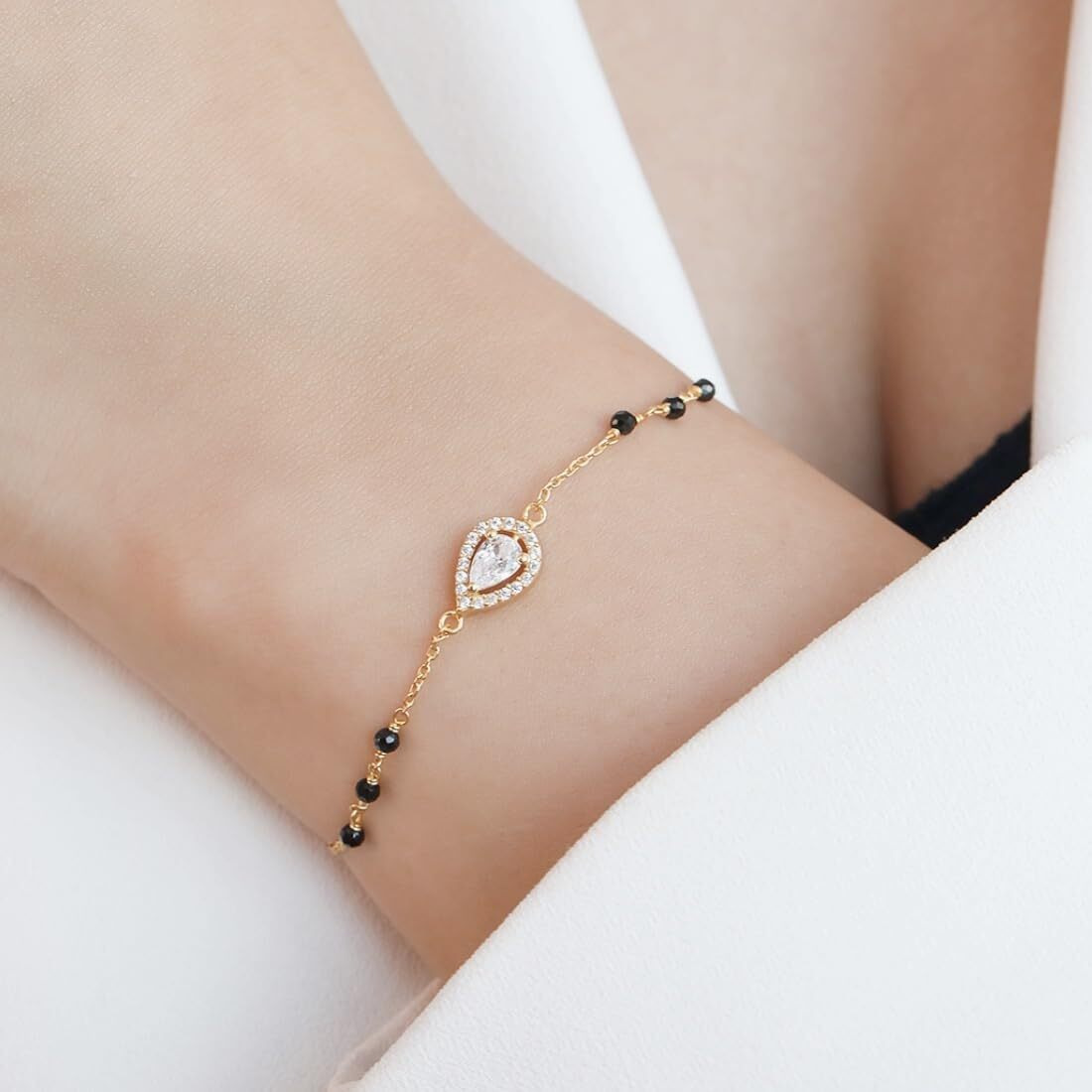 ZAVYA 925 Sterling Silver Cubic Zirconia Modest Gold Plating Chain Bracelet Rakhi Rakshabandhan Gift for Sister Bhabhi, Gifts for Women & Girls | With Certificate of Authenticity and 925 Hallmark