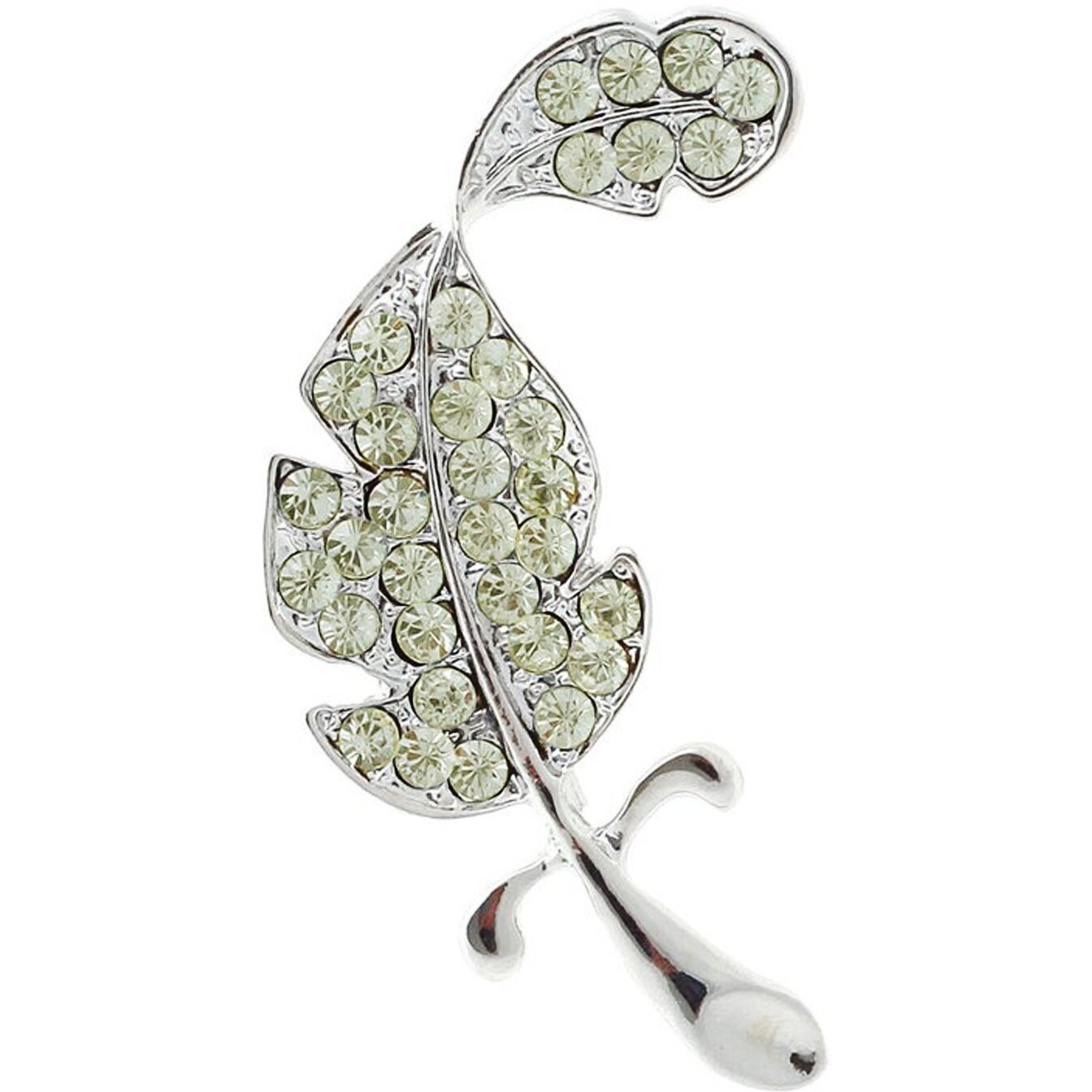 Young & Forever Gift Rakhi Gift for Brother Leaf Clear Crystal Rhinestone Sliver Tone Holiday Pin Brooch