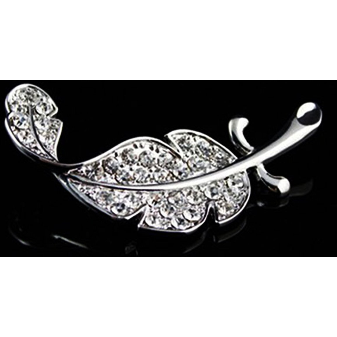 Young & Forever Gift Rakhi Gift for Brother Leaf Clear Crystal Rhinestone Sliver Tone Holiday Pin Brooch