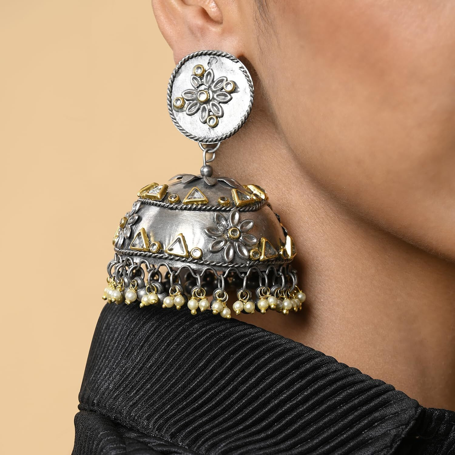 XPNSV Oxidised Jhumka Earrings | Anti Tarnish |Rakhi Rakshabandhan Gift for Sister Bhabhi, Gifts for Women & Girls (Anika Jhumka)