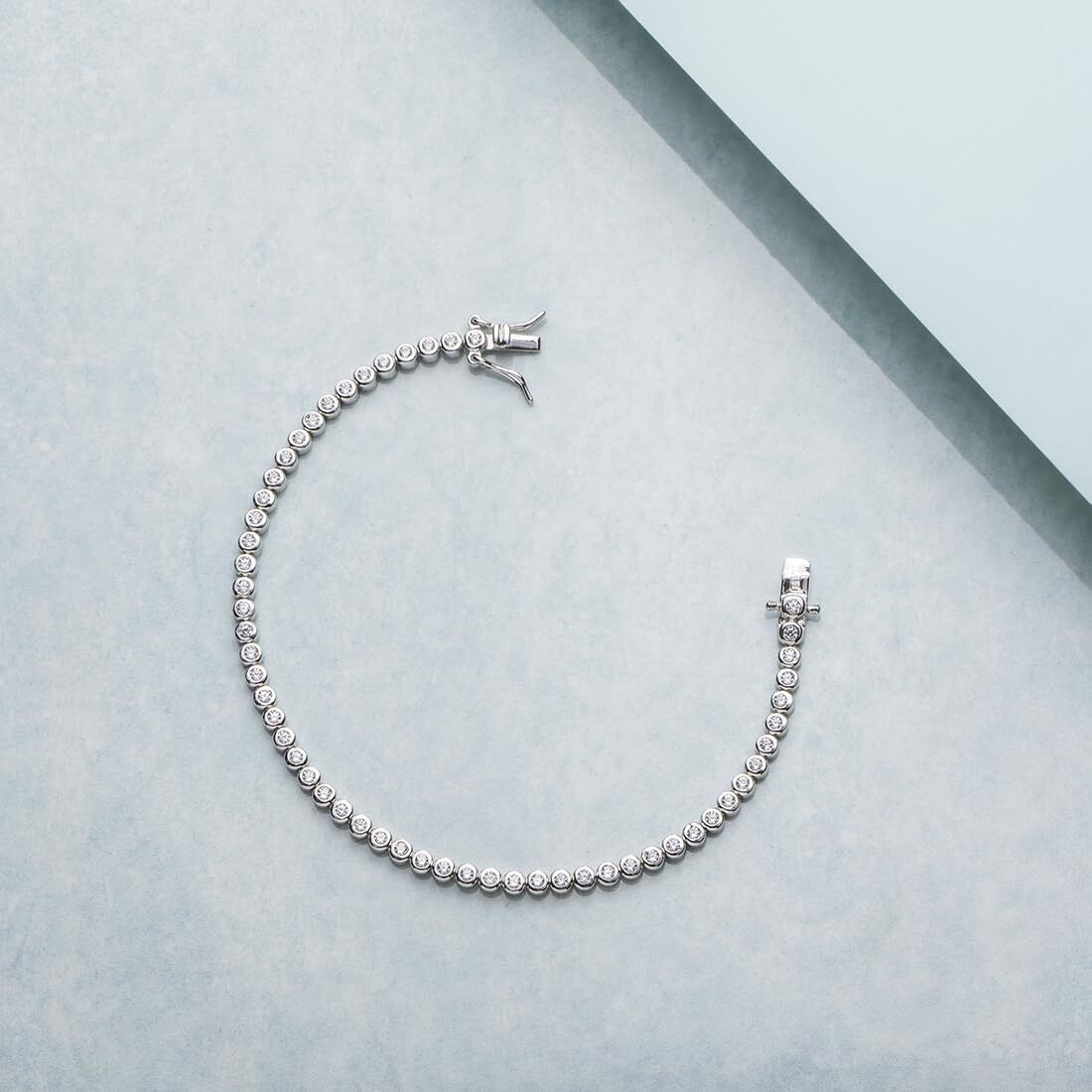 ZAVYA 925 Sterling Silver Cubic Zirconia One line CZ Rhodium Plating Link Bracelet Rakhi Gift for Sister Bhabhi, Gifts for Women & Girls | With Certificate of Authenticity and 925 Hallmark