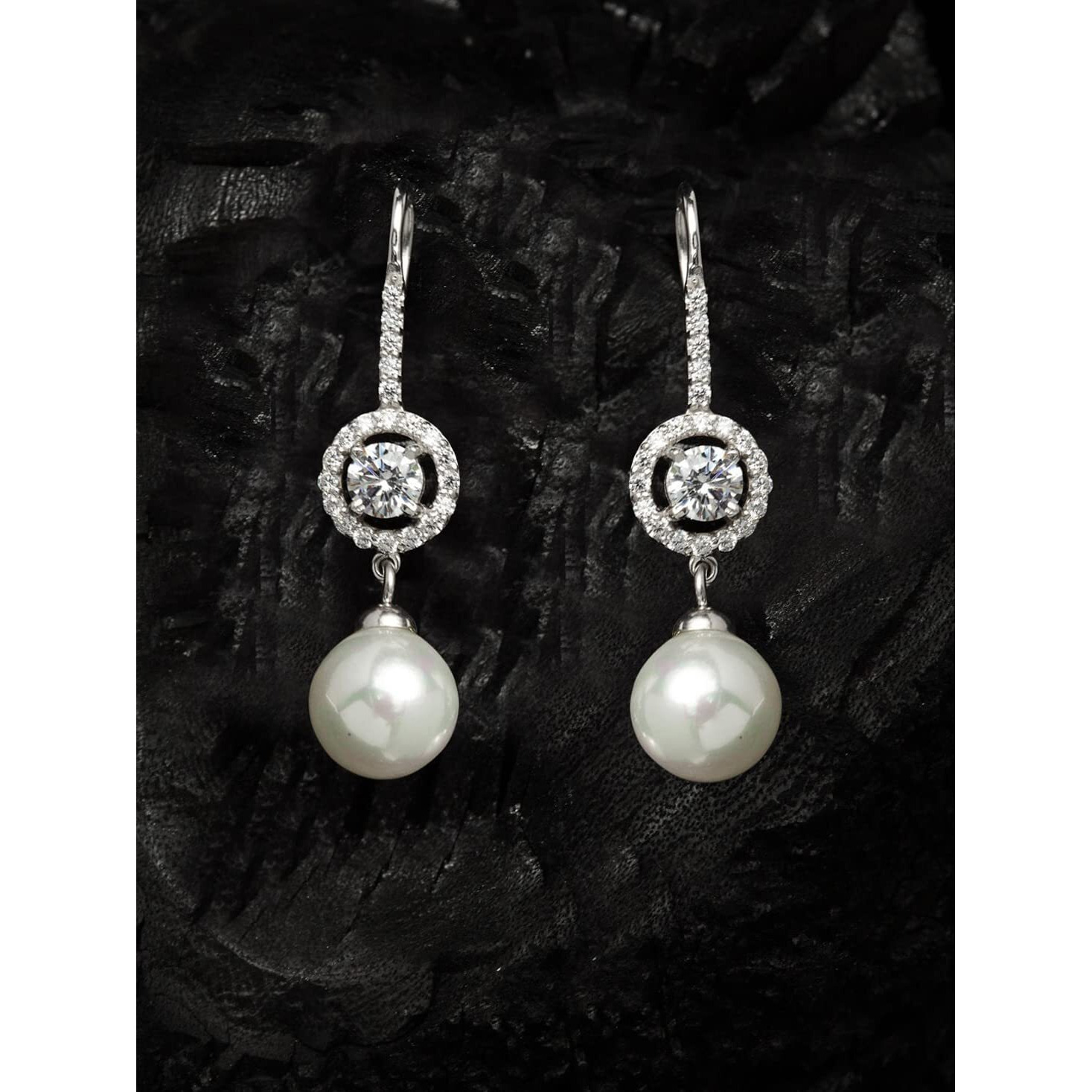 CLARA 92.5 Sterling Silver Swiss Zirconia Pearl Earrings | Rakhi Rakshabandhan Gift for Sister Bhabhi |Gift for Women and Girls