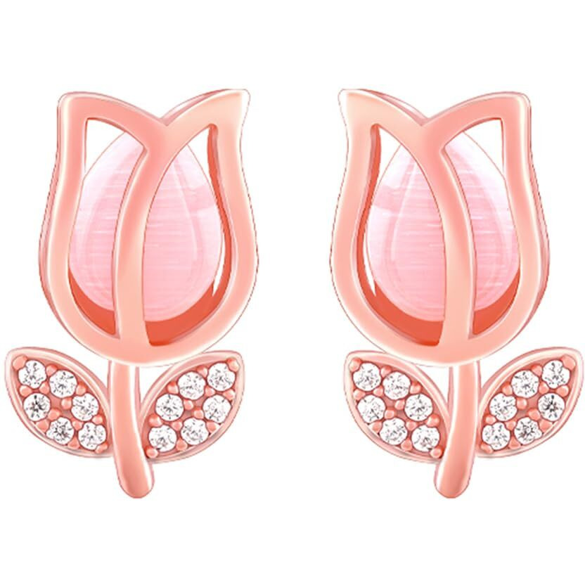 GIVA 925 Silver Rose Gold Pink Quartz Flower Earrings| Rakhi Rakshabandhan Gift for Sister Bhabhi, Gifts for Women & Girls | With Certificate of Authenticity and 925 Stamp | 6 Months Warranty*