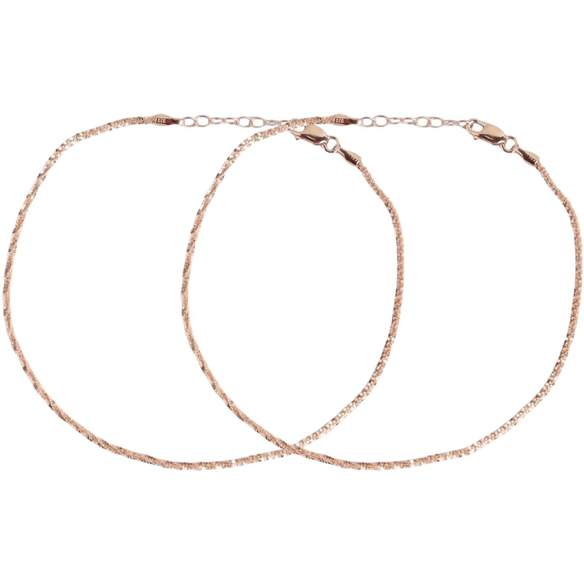 ZAVYA 925 Sterling Silver Modest Chain Rose Gold Plating Chain Anklet (Pair) | Hypoallergenic | Rakhi Rakshabandhan Gift for Sister Bhabhi | Gifts for Women & Girls