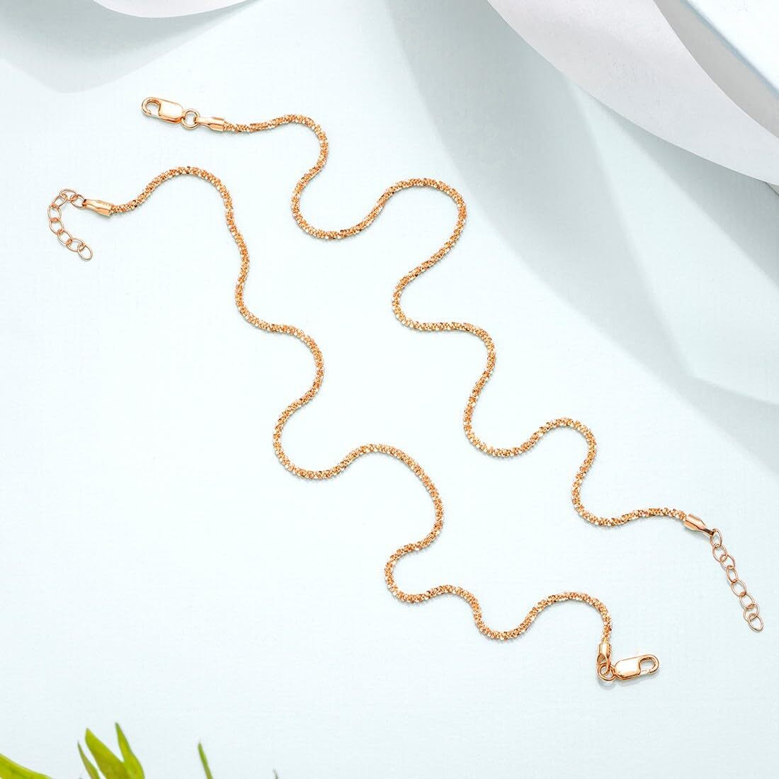 ZAVYA 925 Sterling Silver Modest Chain Rose Gold Plating Chain Anklet (Pair) | Hypoallergenic | Rakhi Rakshabandhan Gift for Sister Bhabhi | Gifts for Women & Girls