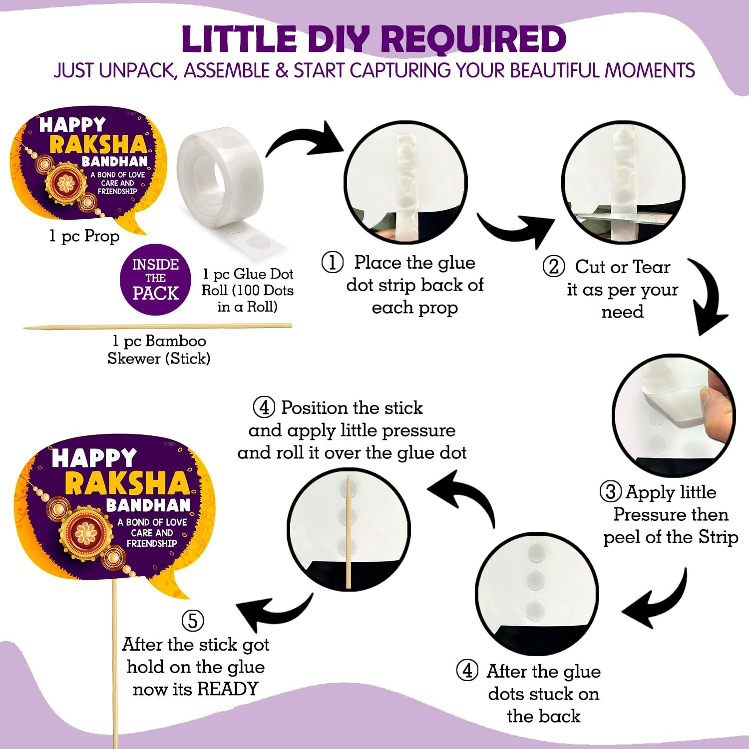 Zyozique Happy Rakhi Decoration Photo Booth Props+1 Set Happy Rakhi Paper Banner,Raksha Bandhan Decoration Items for Rakhi (Pack of 18)